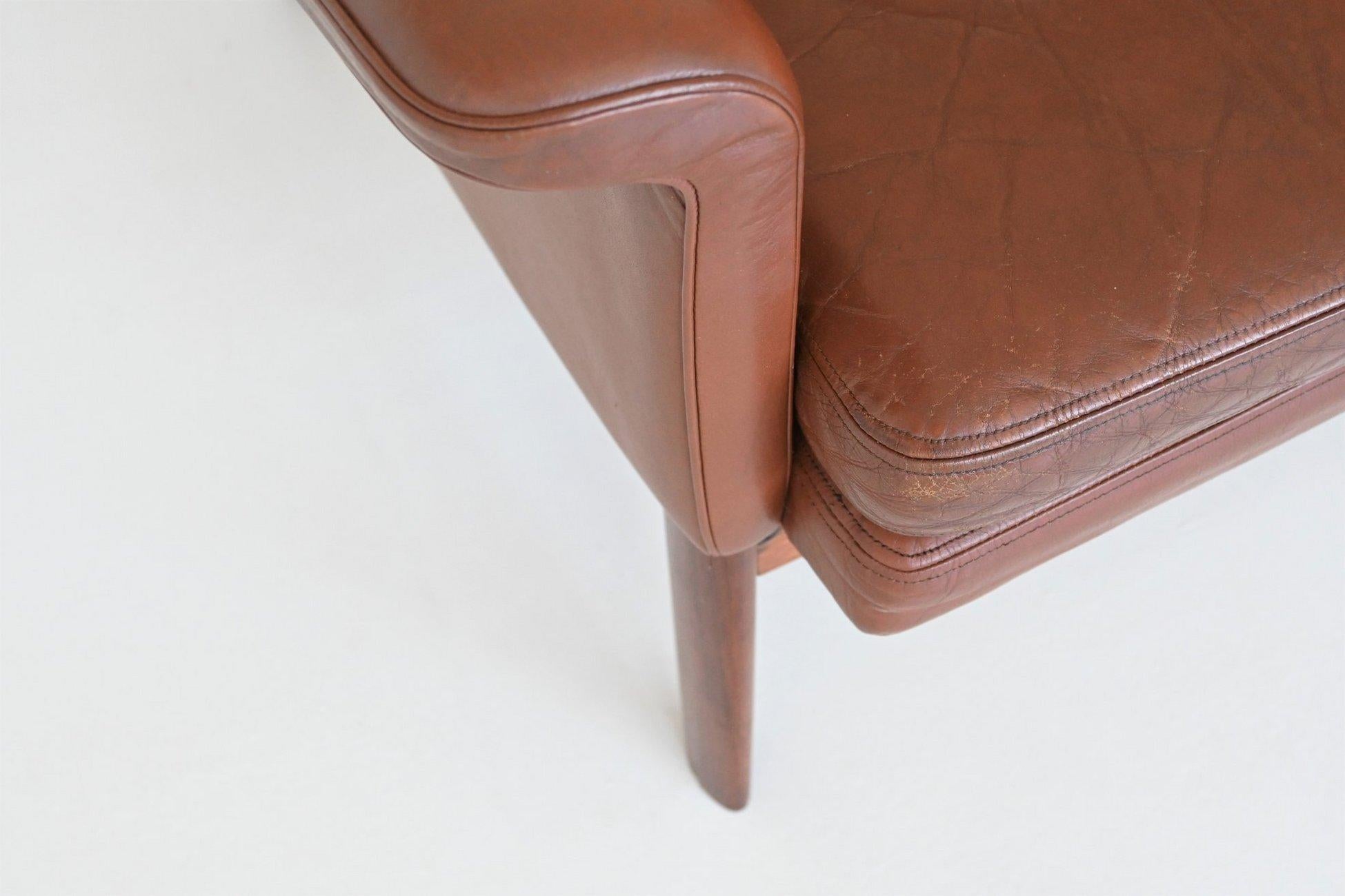 Leather Finn Juhl model Jupiter sofa brown leather France & Son Denmark 1965