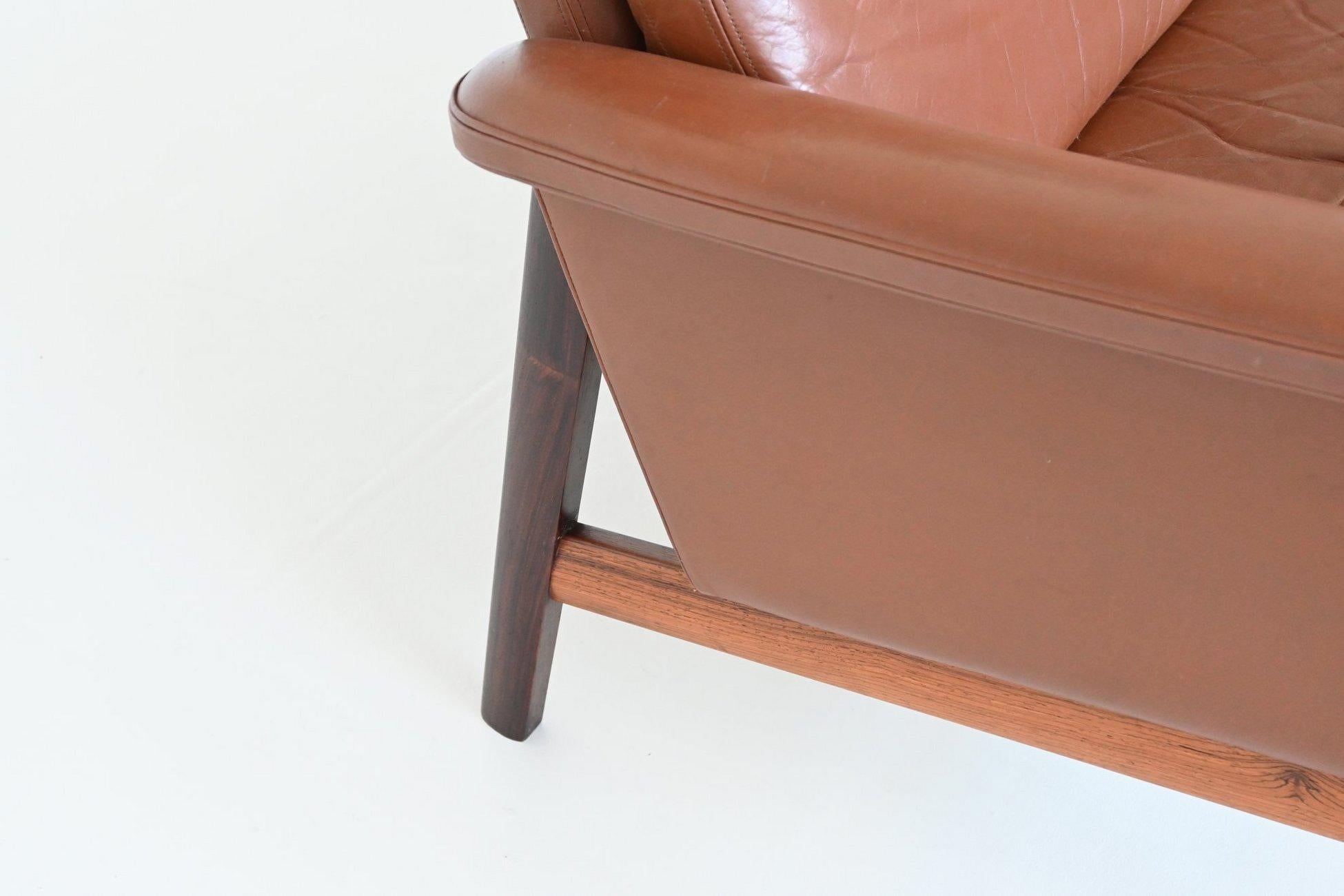 Finn Juhl model Jupiter sofa brown leather France & Son Denmark 1965 1