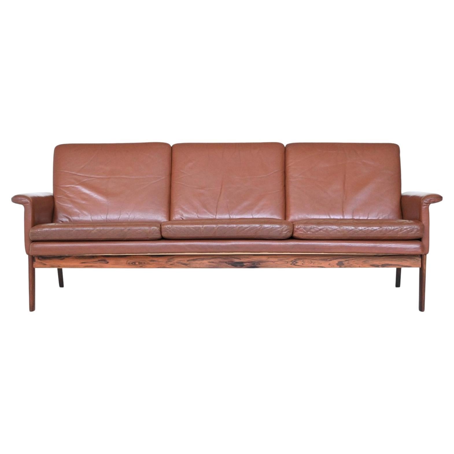 Finn Juhl model Jupiter sofa brown leather France & Son Denmark 1965