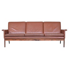 Finn Juhl model Jupiter sofa brown leather France & Son Denmark 1965