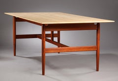 Finn Juhl Niels Vodder Worktable / the Kaufmann Table Teak Frame and Marble Top