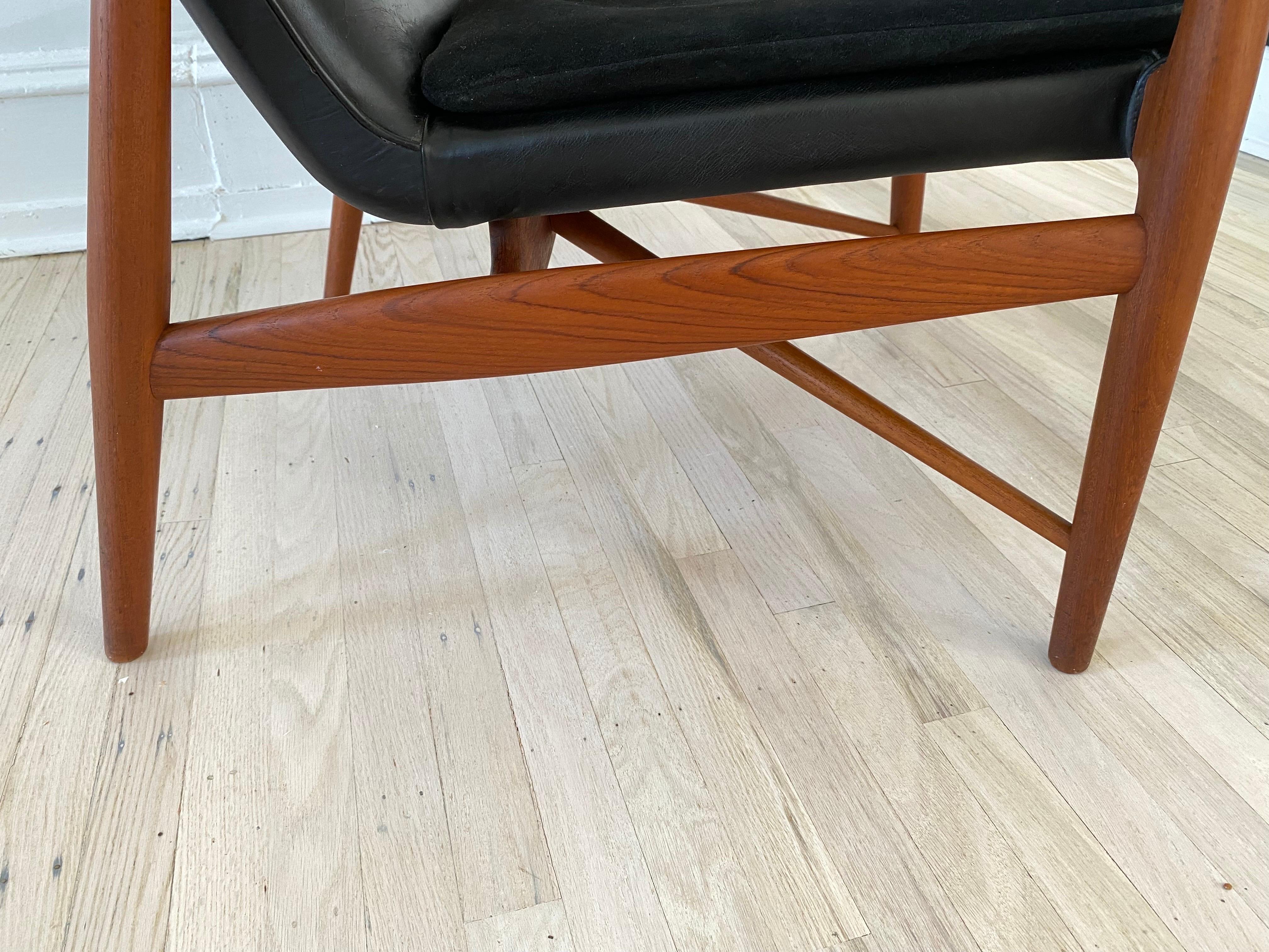Leather Finn Juhl NV-45 Teak Armchair for Niels Vodder