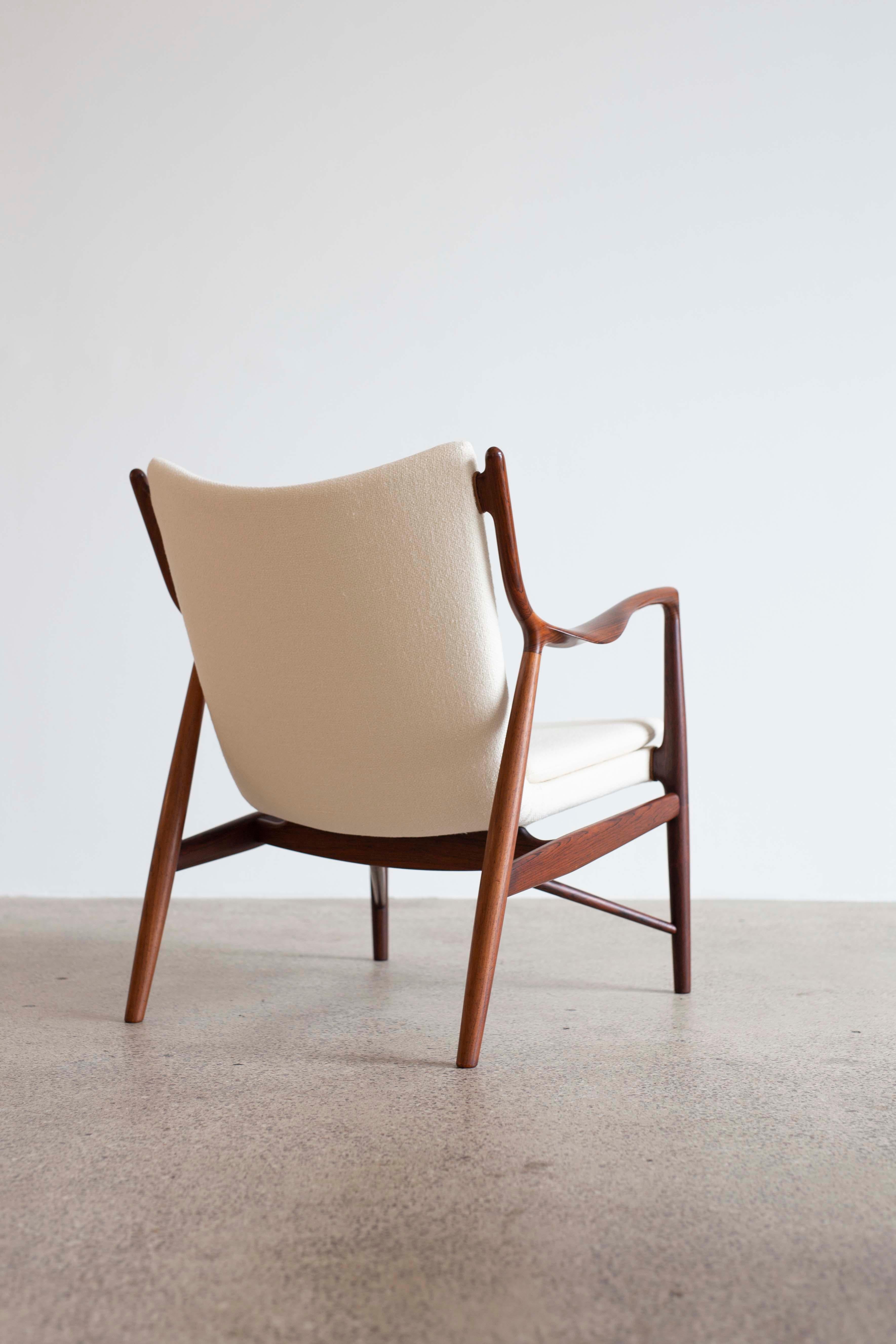 Danish Finn Juhl NV45 chair in Rosewood for Niels Vodder, 1945