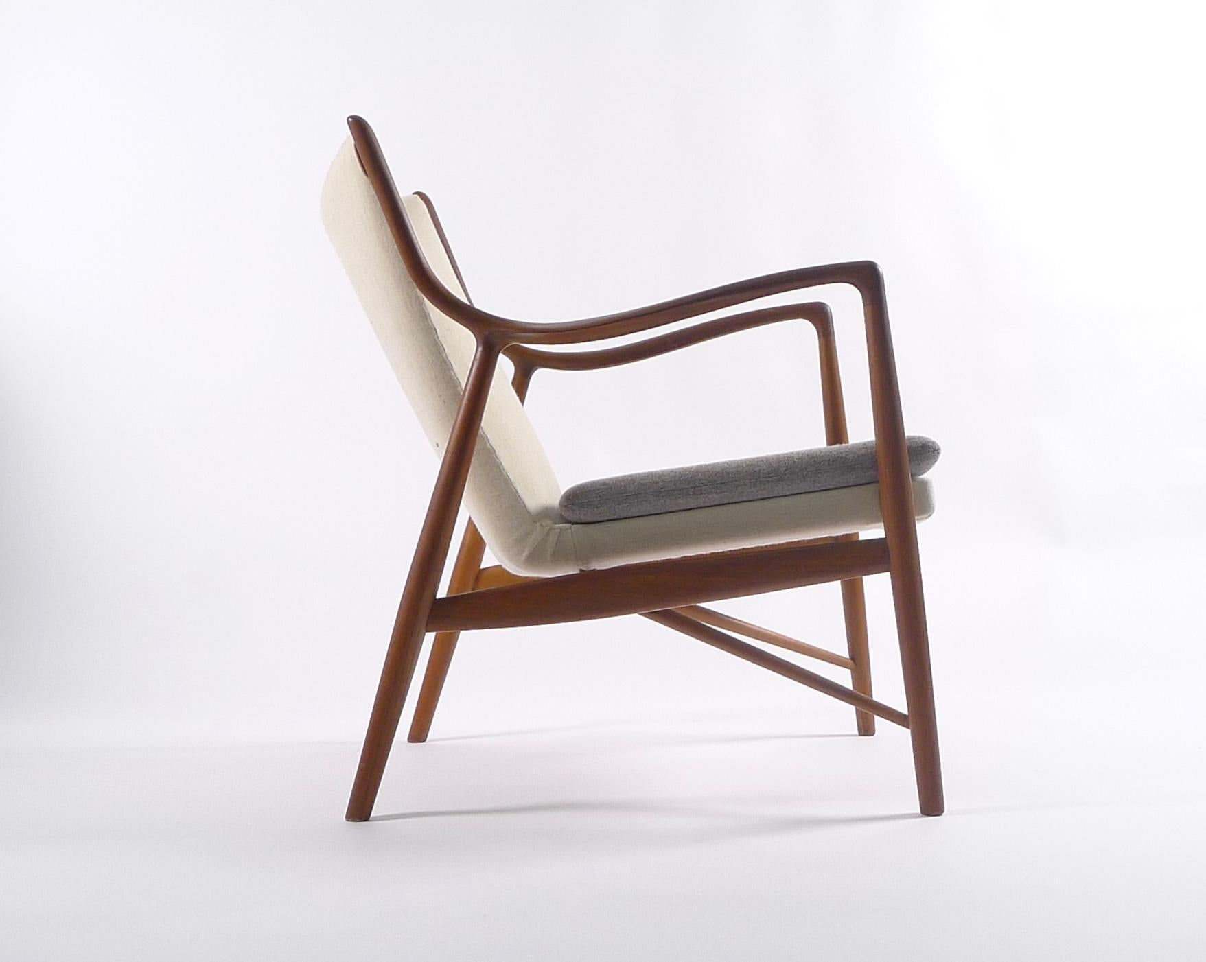 Danish Finn Juhl NV45 Teak Armchair, Original Example Made by Niels Vodder, Design 1945