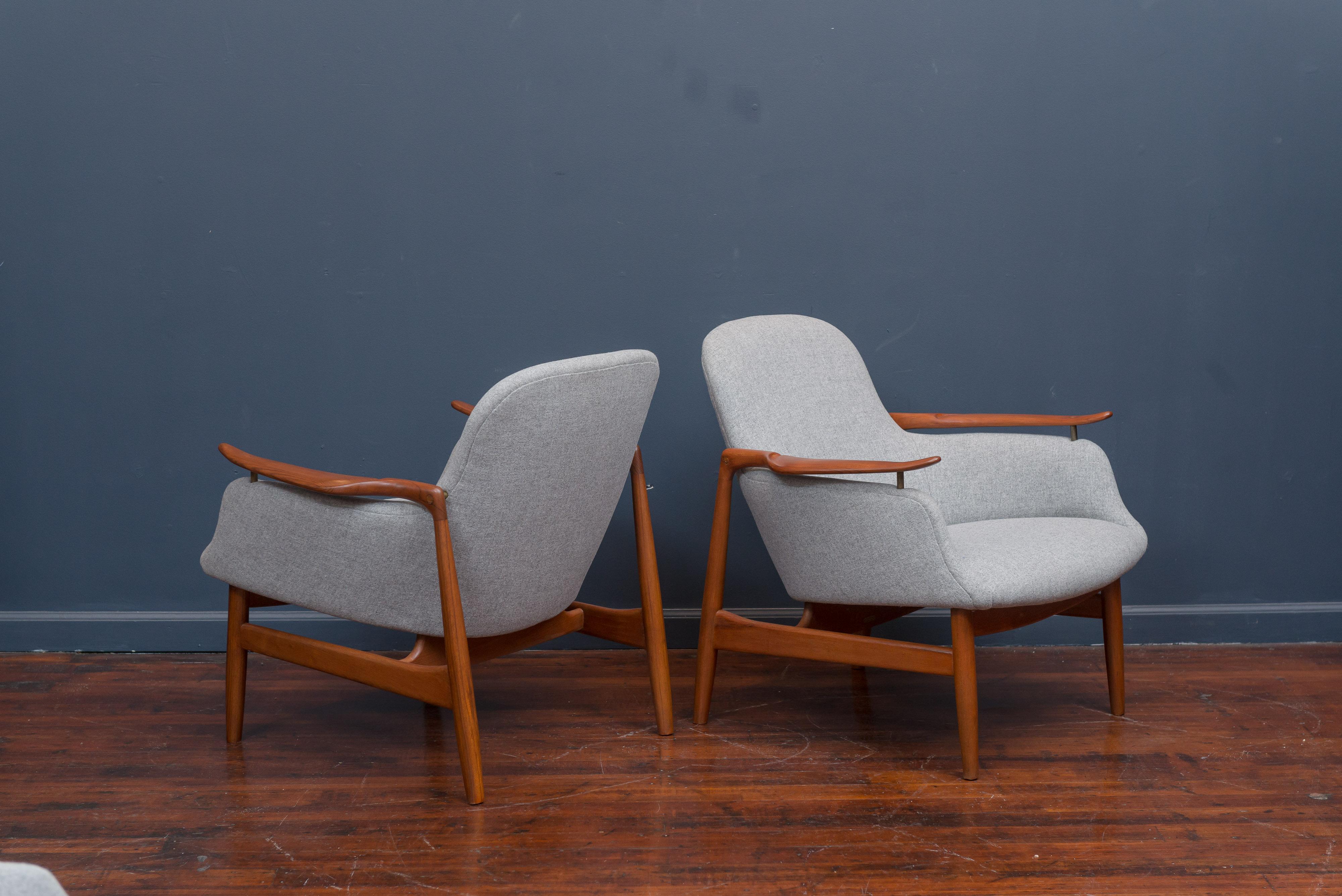Teak Finn Juhl NV53 Lounge Chairs for Niels Vodder
