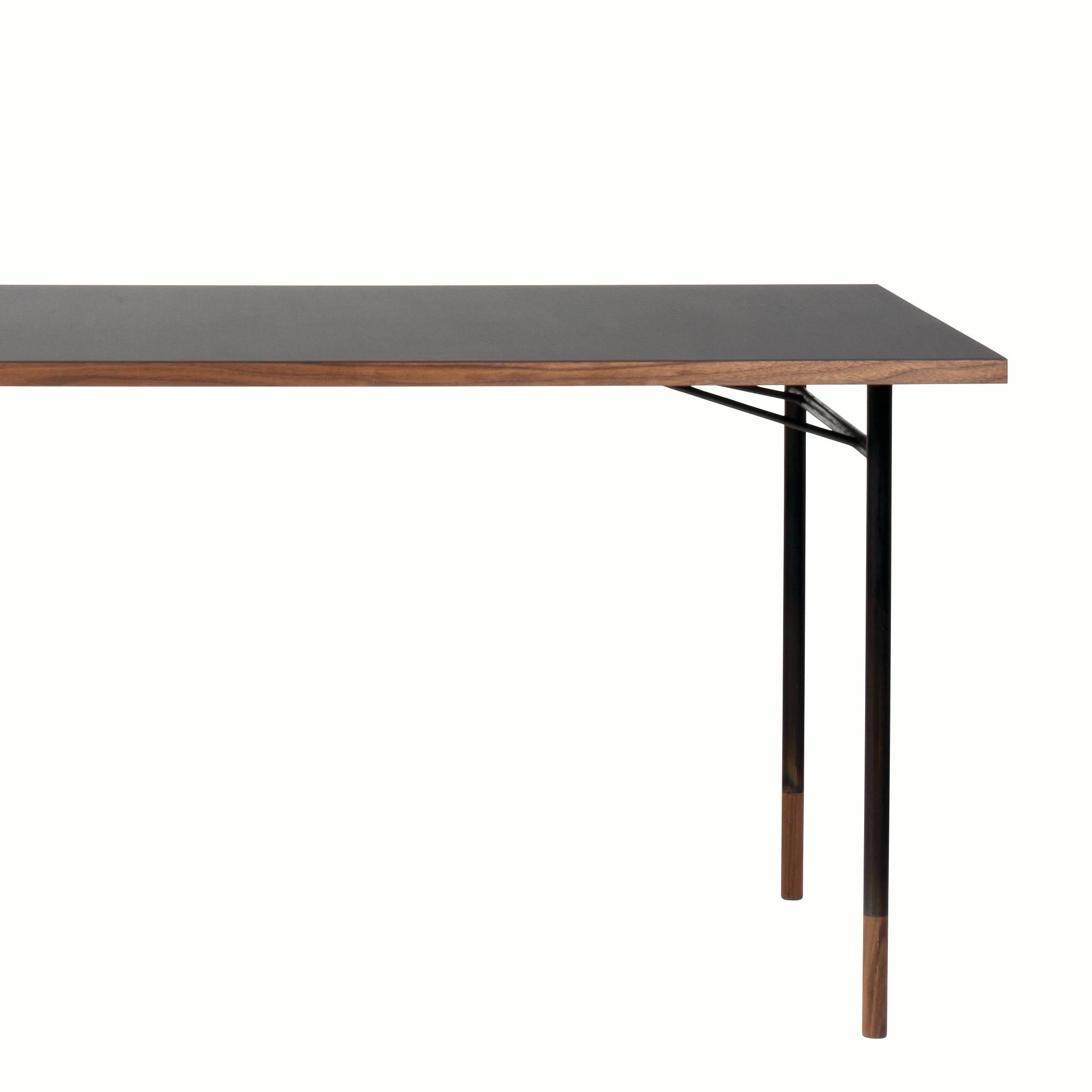 Modern Finn Juhl Nyhavn Desk Walnut Black Lino, 1945