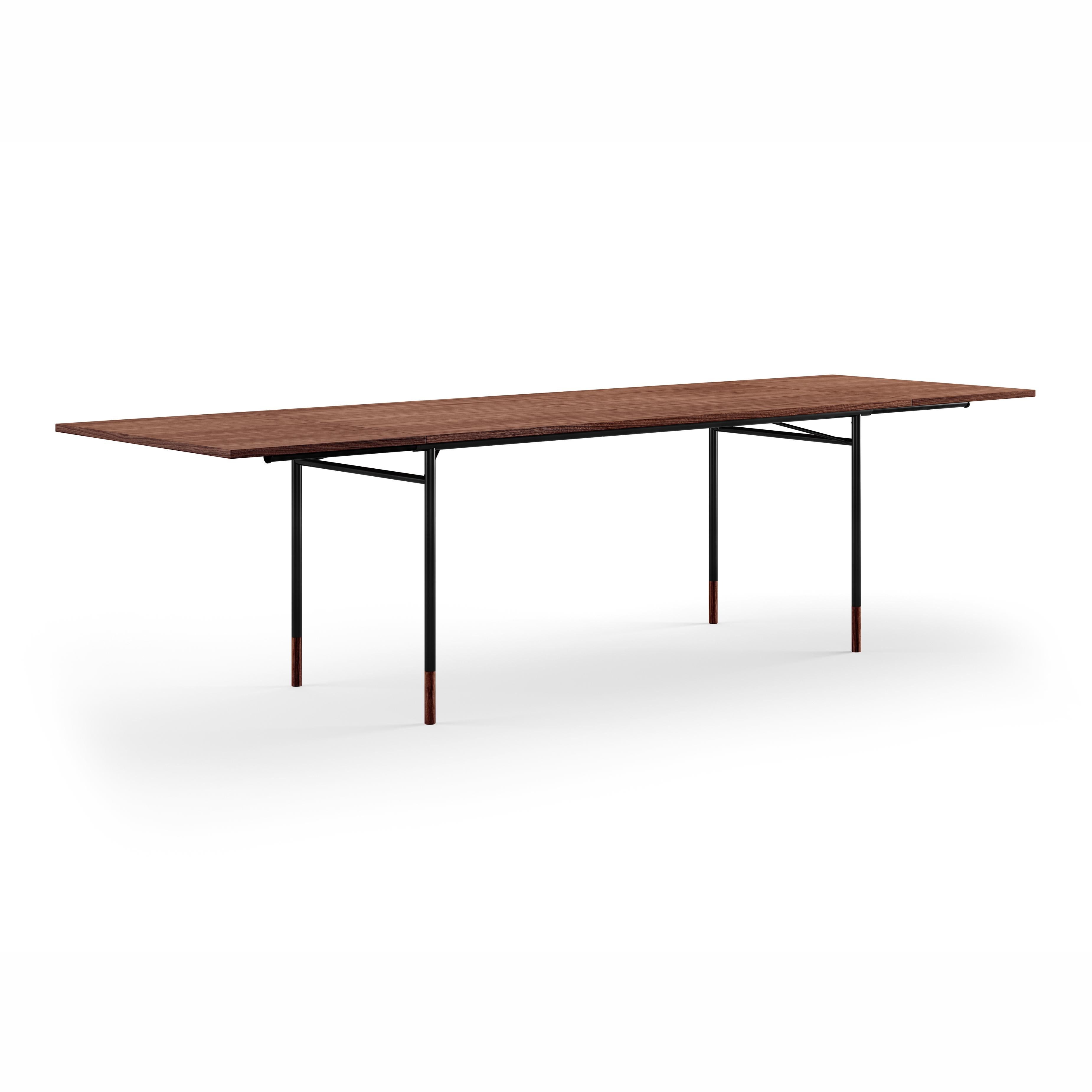 Modern Finn Juhl Nyhavn Dining Table with Two Drop Leaves, Lino and Wood