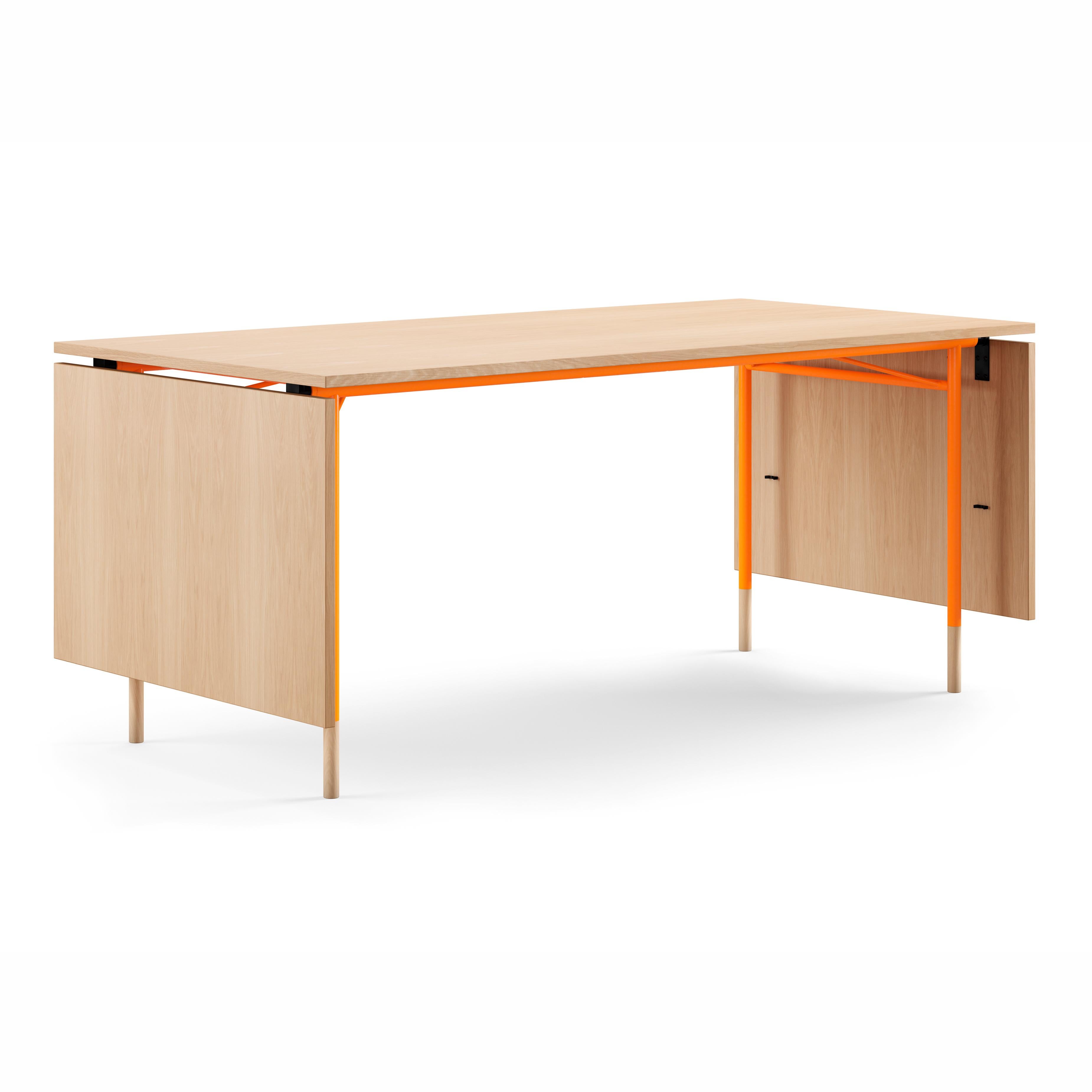 Danish Finn Juhl Nyhavn Dining Table with Two Drop Leaves, Lino and Wood
