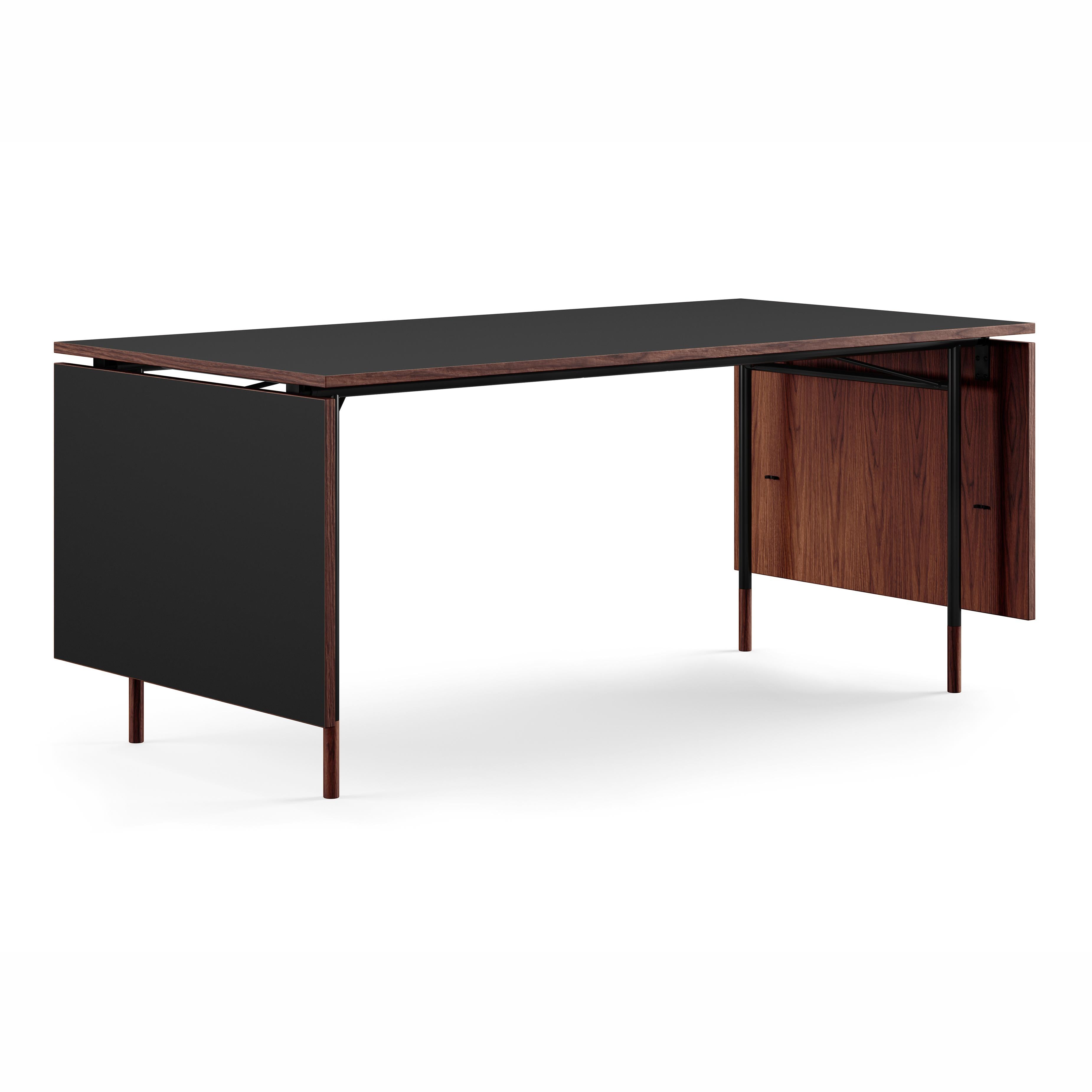 Modern Finn Juhl Nyhavn Dining Table with Two Drop Leaves, Lino and Wood