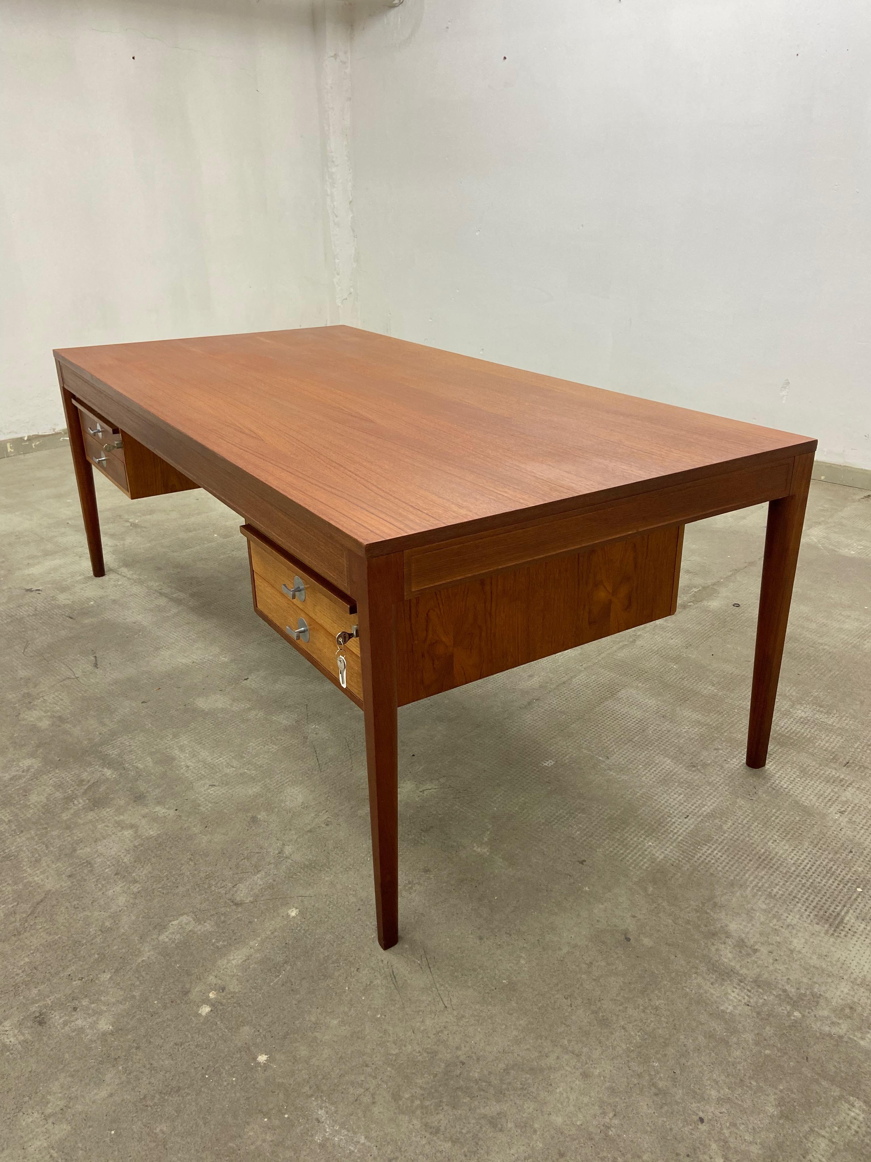 Danish Finn Juhl Office Set 1x Teak Diplomat desk and 1x Teak sideboard by France & Søn