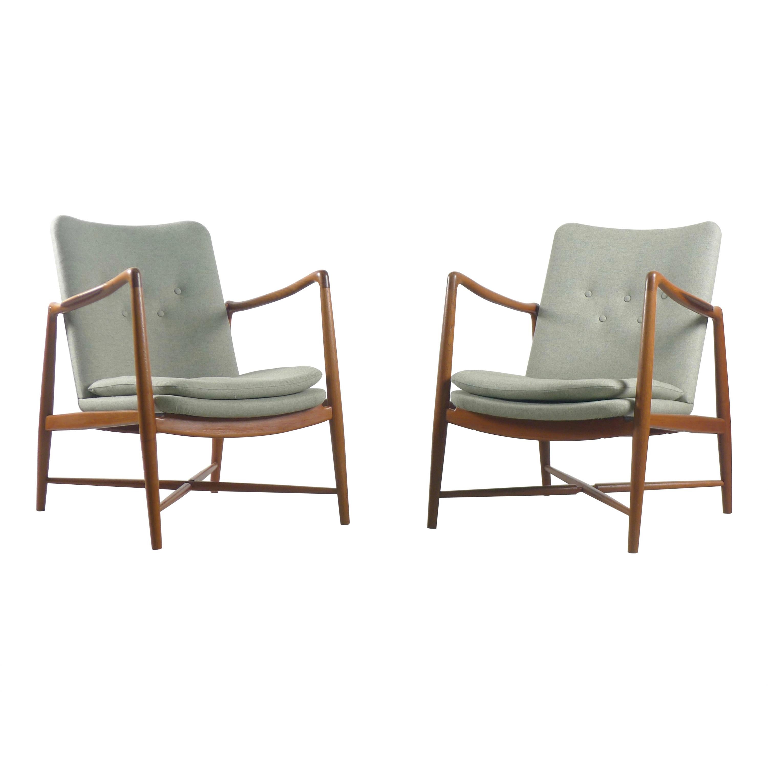 Finn Juhl, Pair of "Fireplace" Chairs, Model BO-59 for Bovirke, Denmark