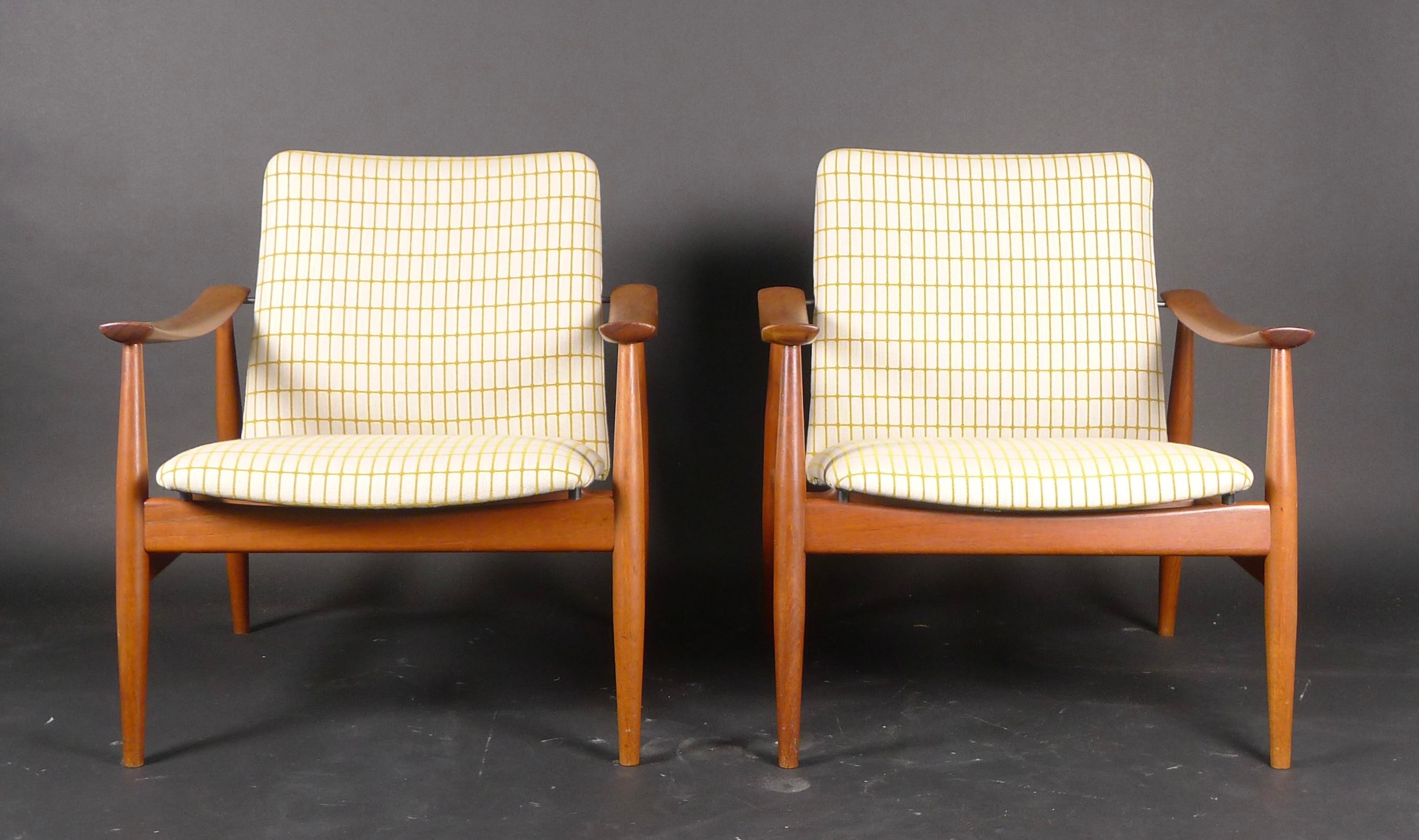 Scandinavian Modern Finn Juhl, Pair of Teak Easy Chairs, Model Fd138, France & Son, 1959 For Sale