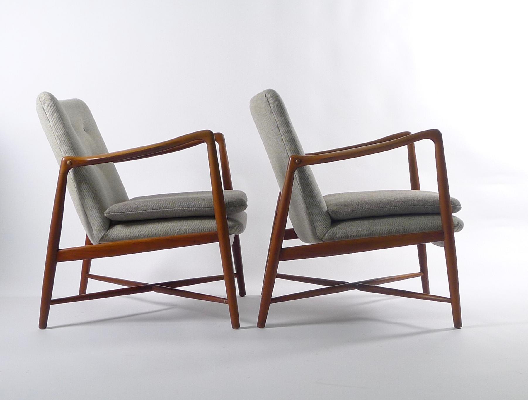 Woodwork Finn Juhl, Pair of Teak Fireplace Chairs, Model BO59, Bovirke, Denmark, 1946
