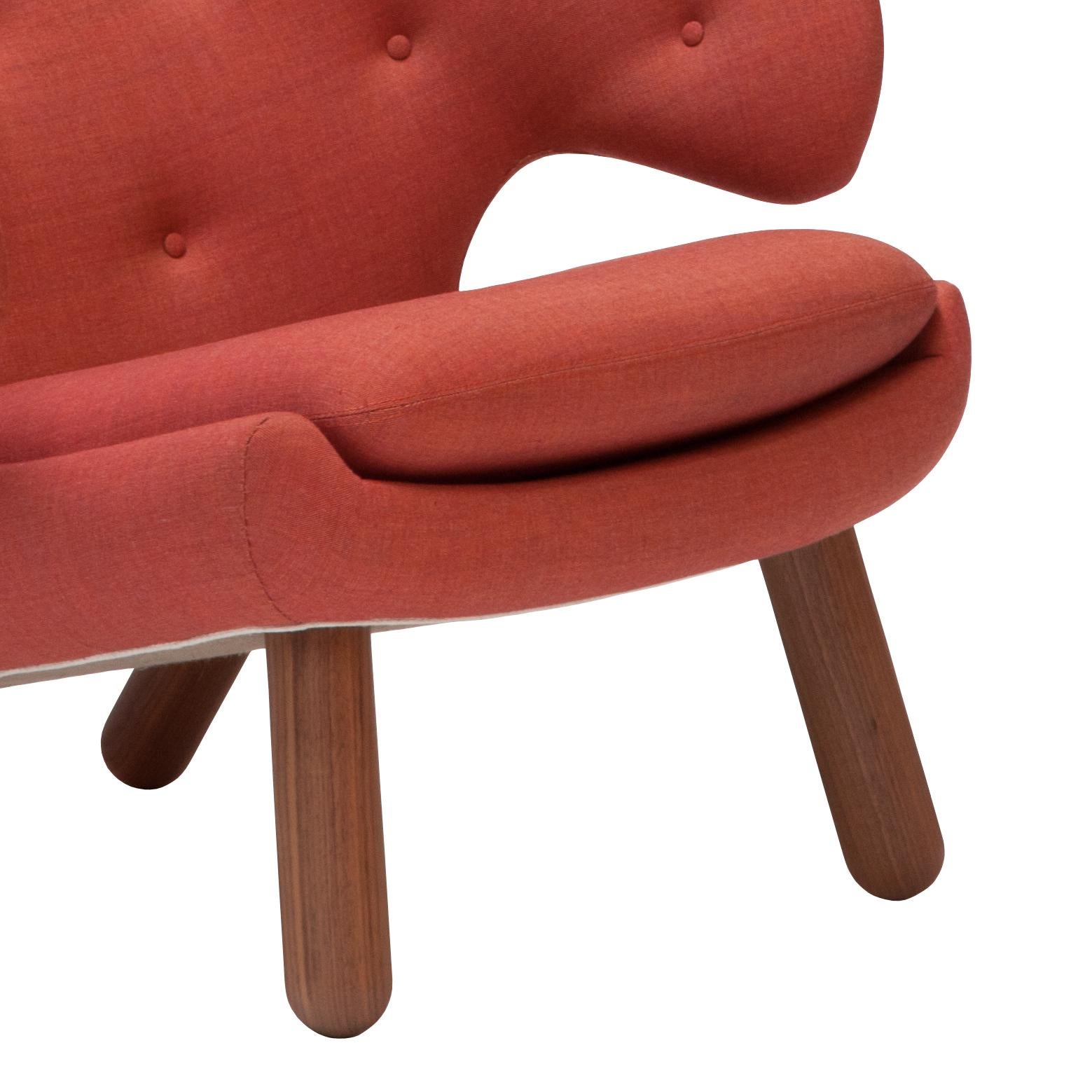 Danish Finn Juhl Pelican Chair Upholstered in Red Kvadrat Remix Fabric