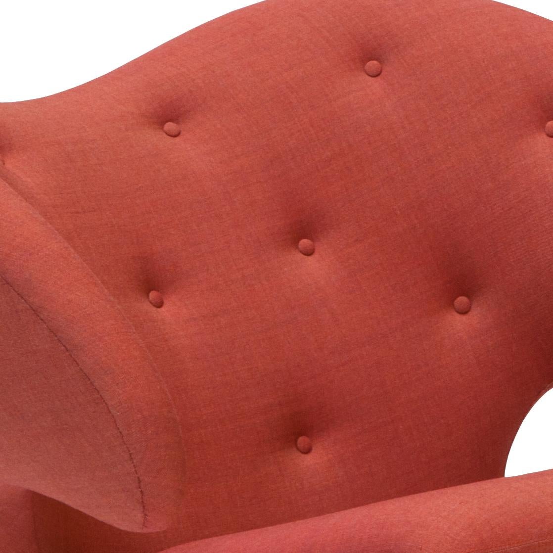 Contemporary Finn Juhl Pelican Chair Upholstered in Red Kvadrat Remix Fabric