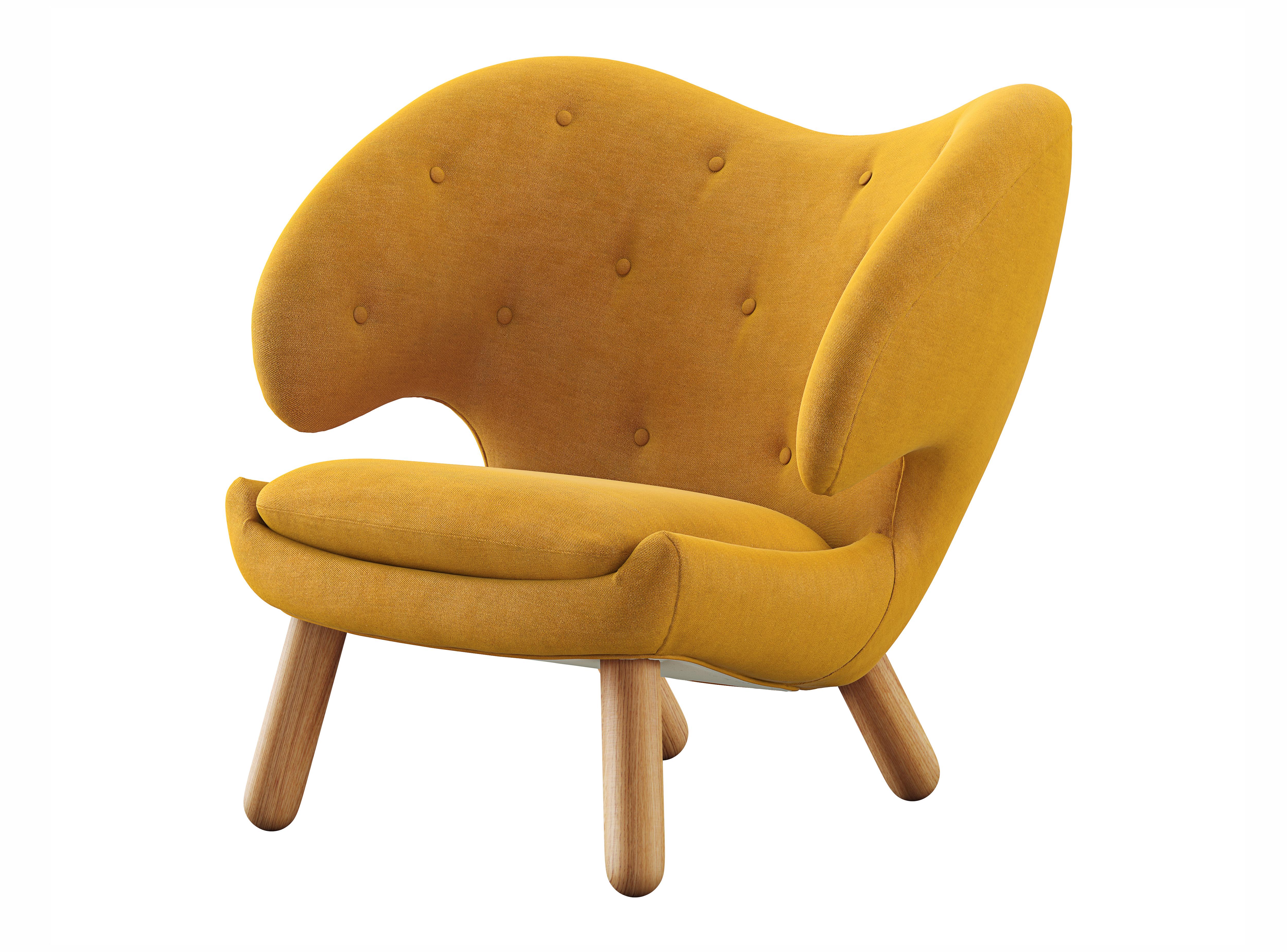 Modern Finn Juhl Pelican Chair Upholstered in Wood and Fabric