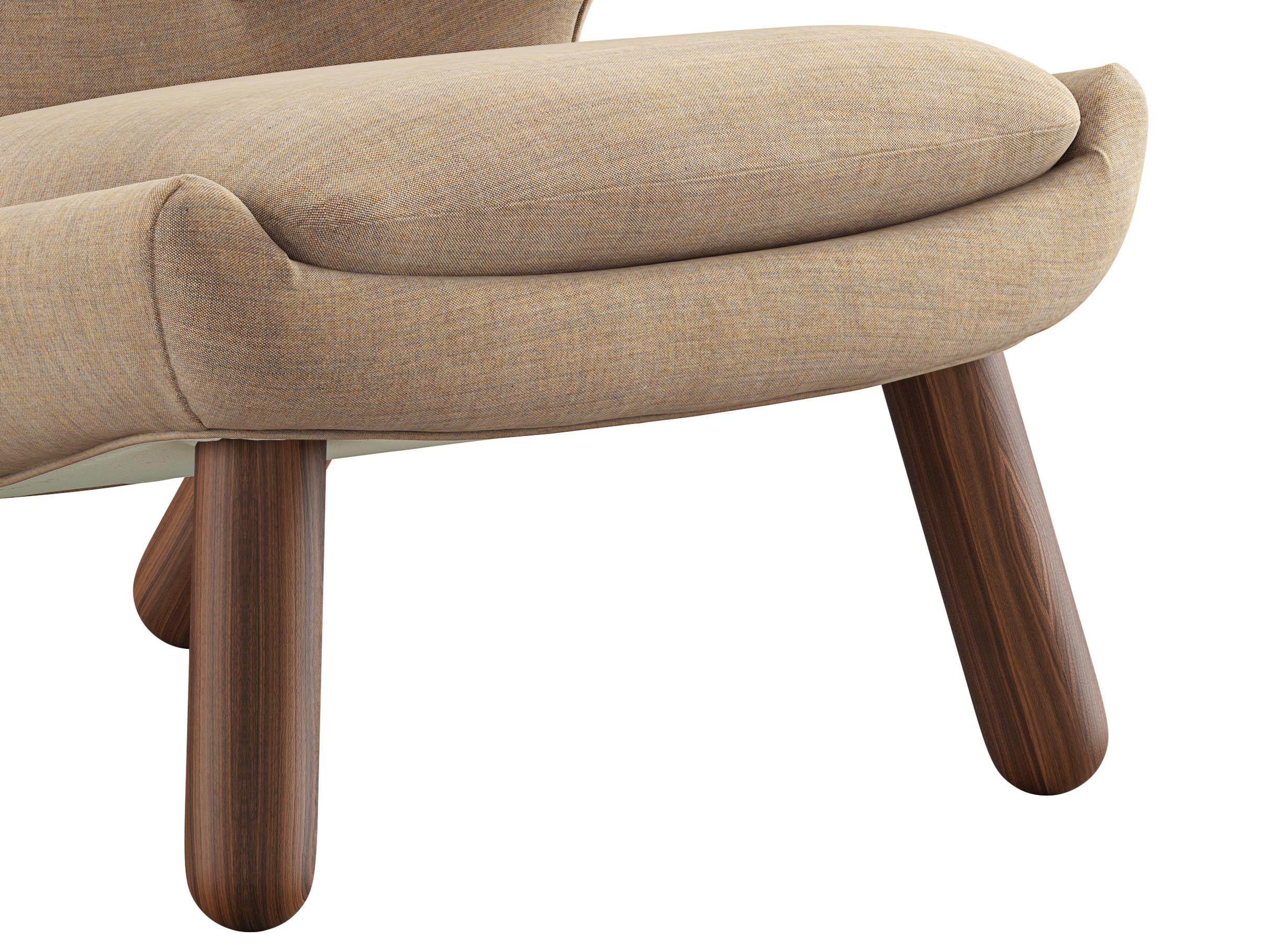 Contemporary Finn Juhl Pelican Chair Upholstered in Wood and Fabric