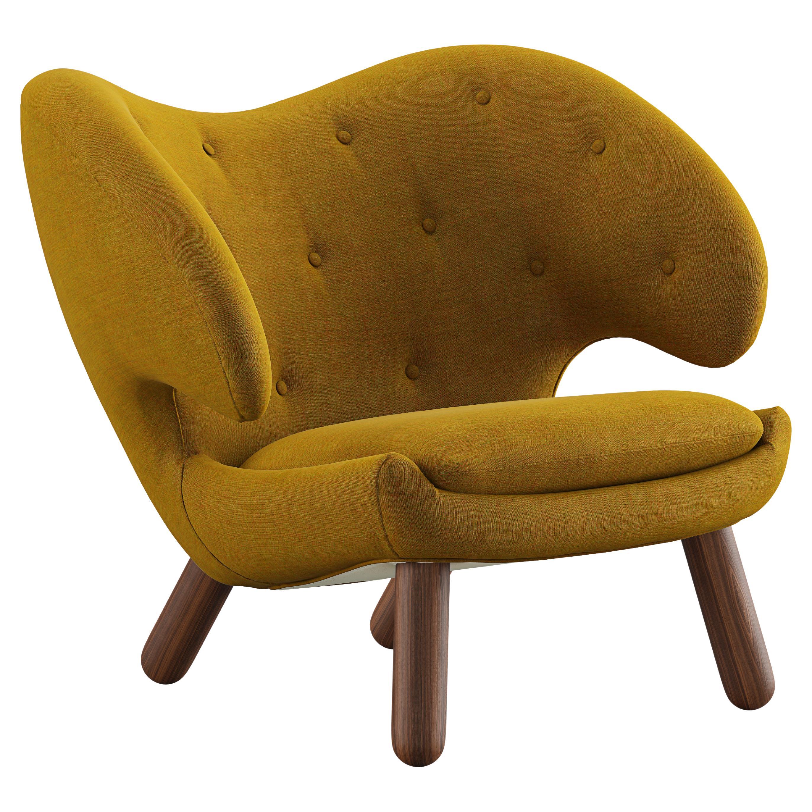 Finn Juhl Sedia Pelican imbottita in Wood e tessuto