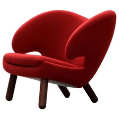 Finn Juhl Pelican Chair Red Fabric Divina and Wood