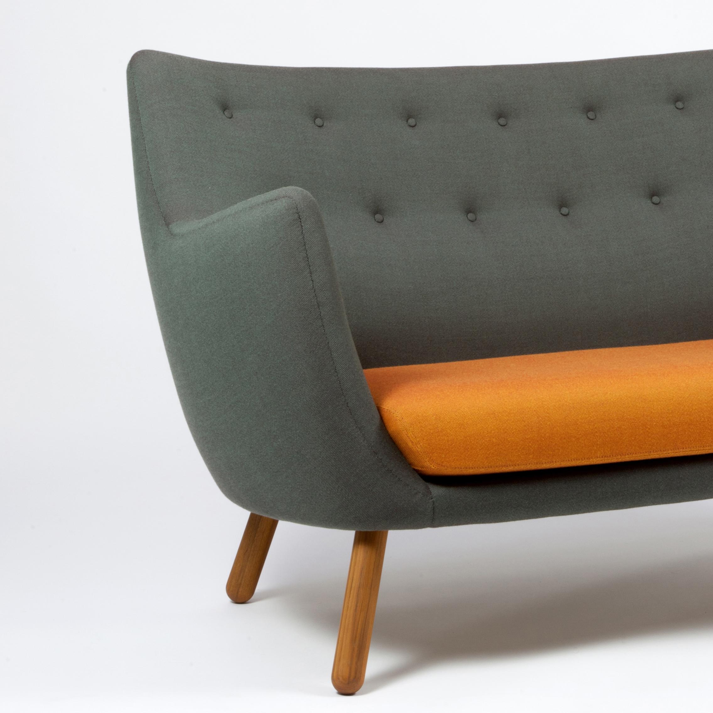 Modern Finn Juhl Poet Sofa, Fabric and Wood