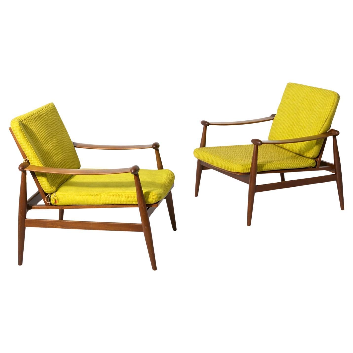 Finn Juhl rare armchairs presented at the X Triennale, Denmark Pavilion 1954 For Sale