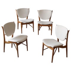 Finn Juhl, Rare Dining / Side Chairs, Oak & Fabric, Niels Vodder, Denmark, 1950s