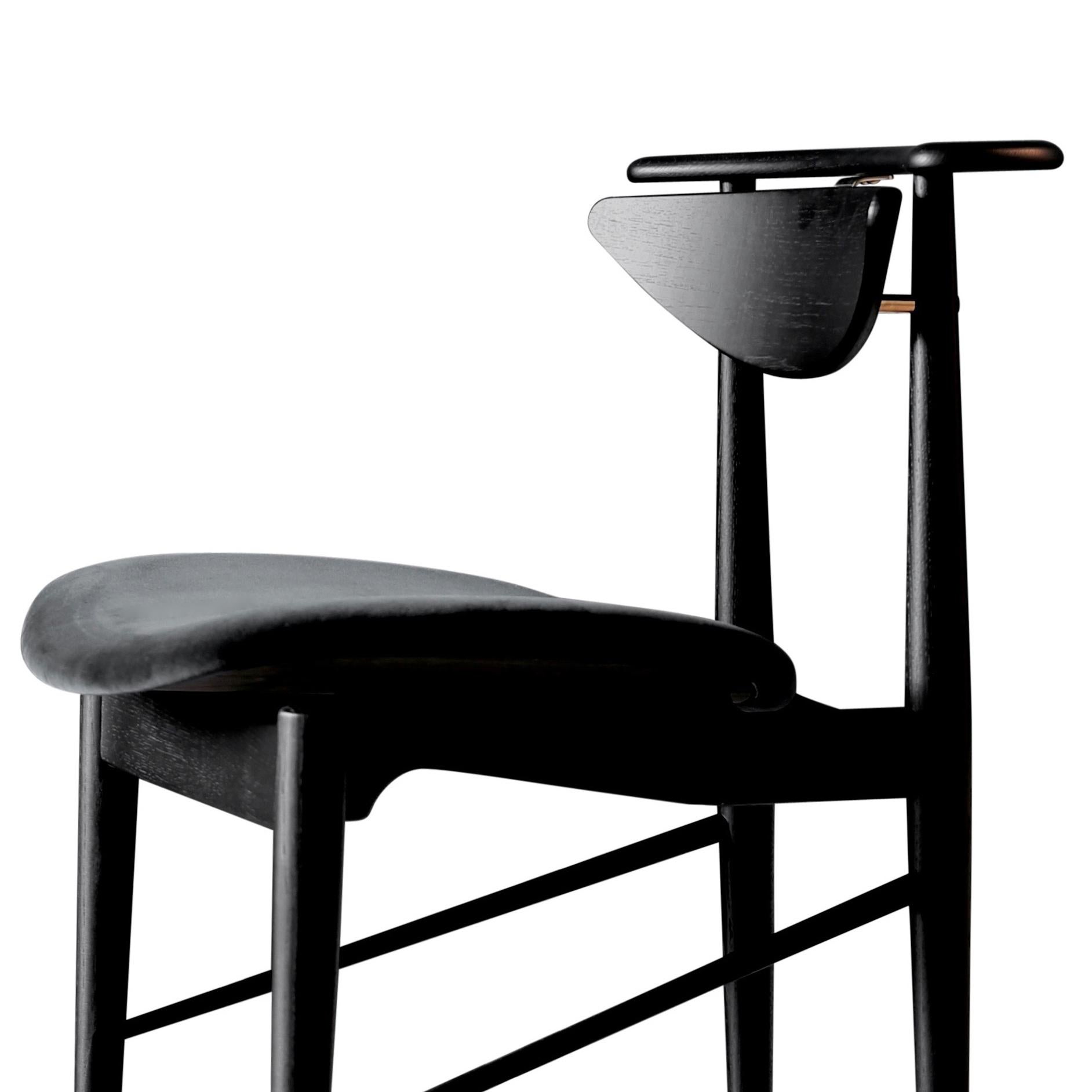 Modern Finn Juhl Reading Chair, Black Wood and Harald Velour Fabric