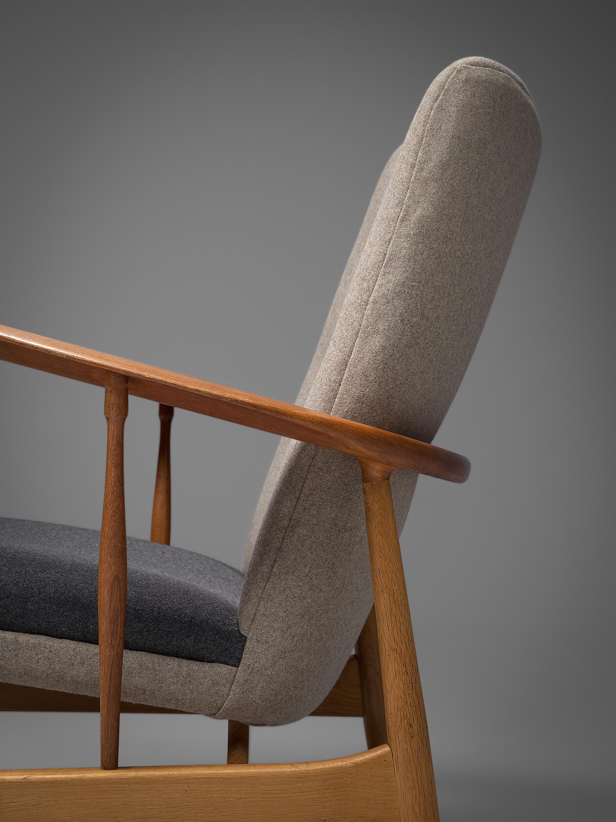 Mid-20th Century Finn Juhl Reupholstered 'SW86' Easy Chair in Oak and Teak