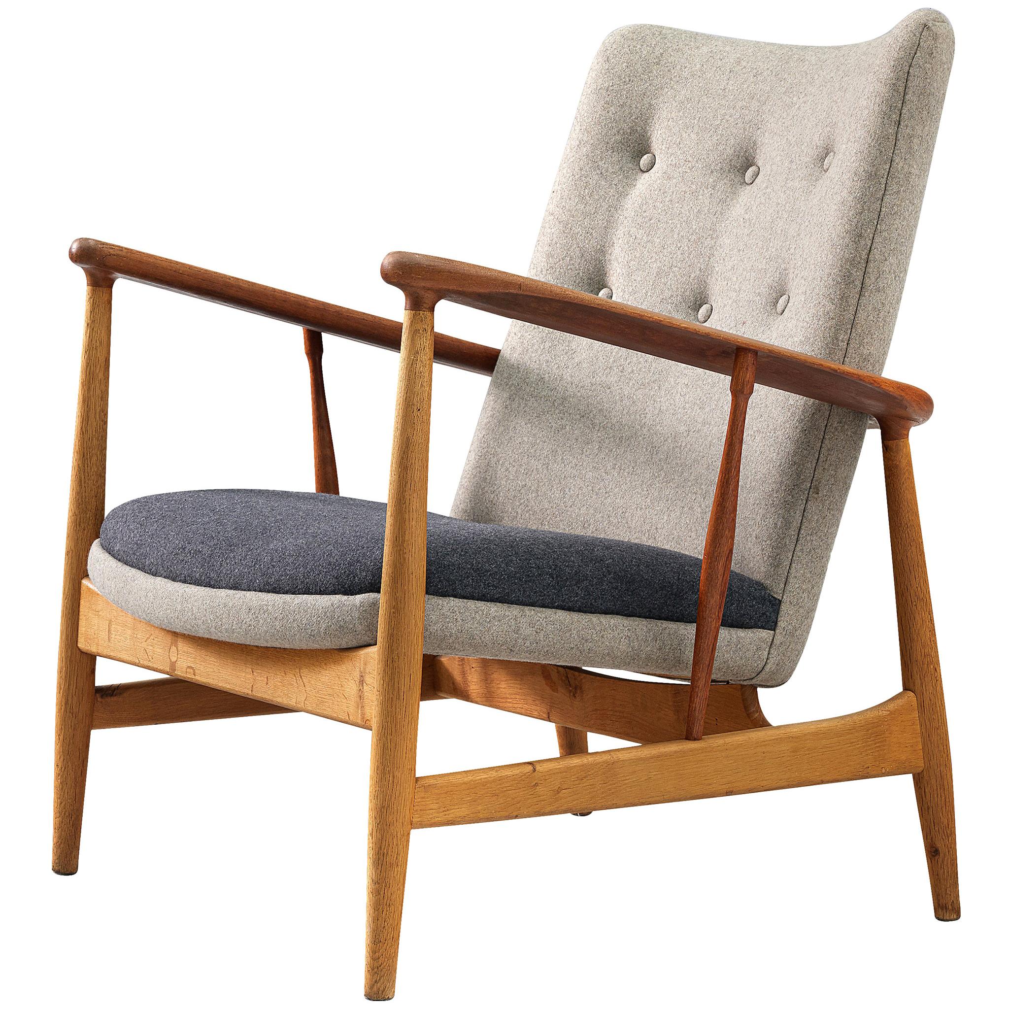 Finn Juhl Reupholstered 'SW86' Easy Chair in Oak and Teak