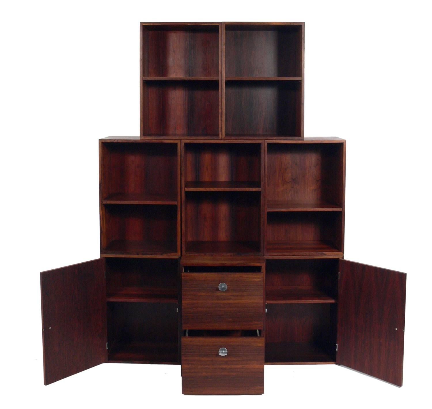 Danish Finn Juhl Rosewood Modular Bookcase System For Sale