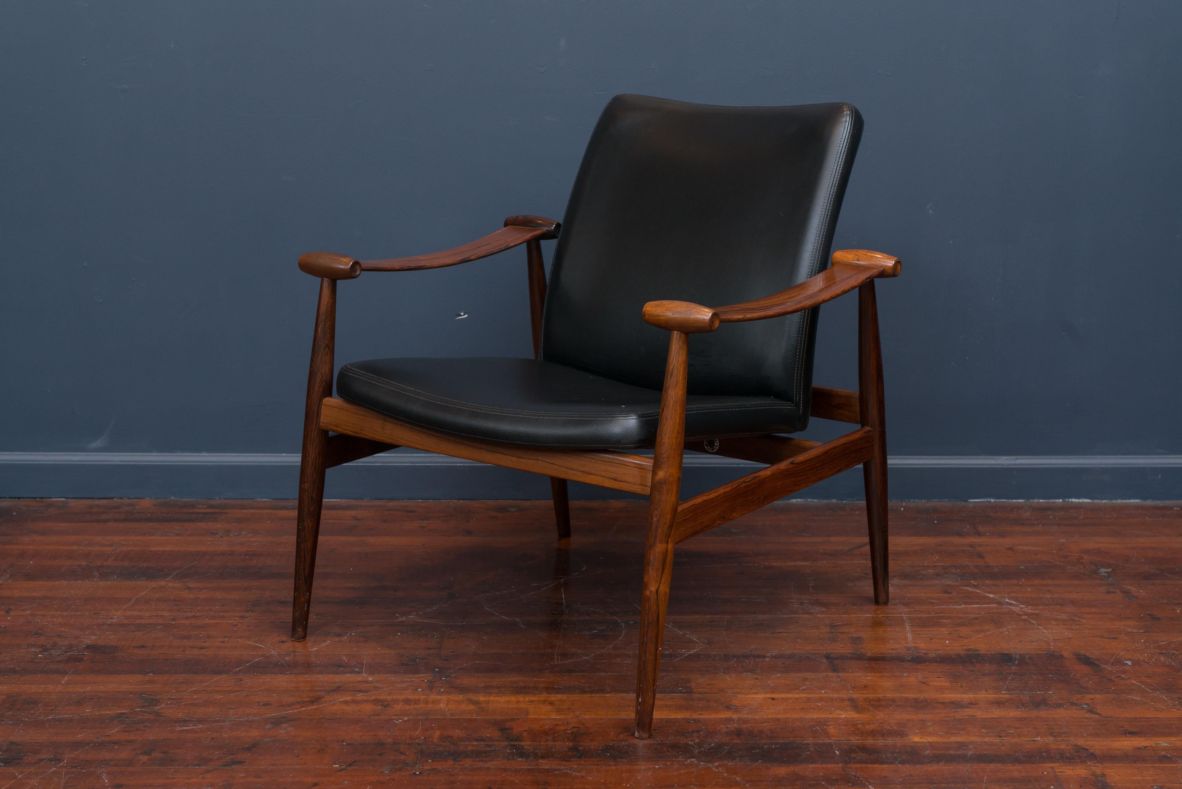 Danish Finn Juhl Rosewood Spade Chair Model FD133