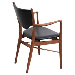 Finn Juhl Scandinavian Modern 46 Armchair, Wood and Elegance Black Leather