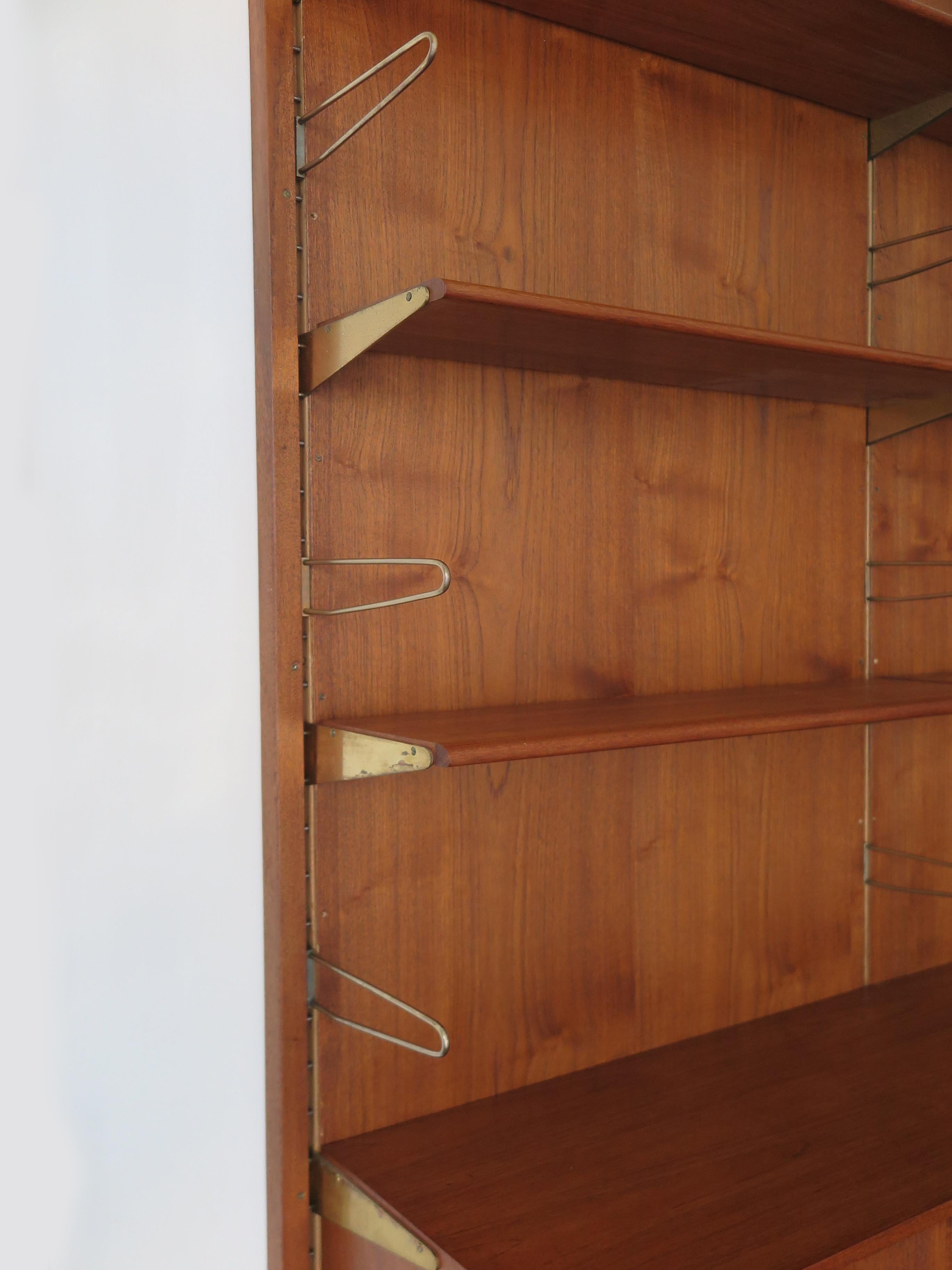 Finn Juhl Scandinavian Teak Brass Bookshelves for Bovirke, Denmark 1950s For Sale 8