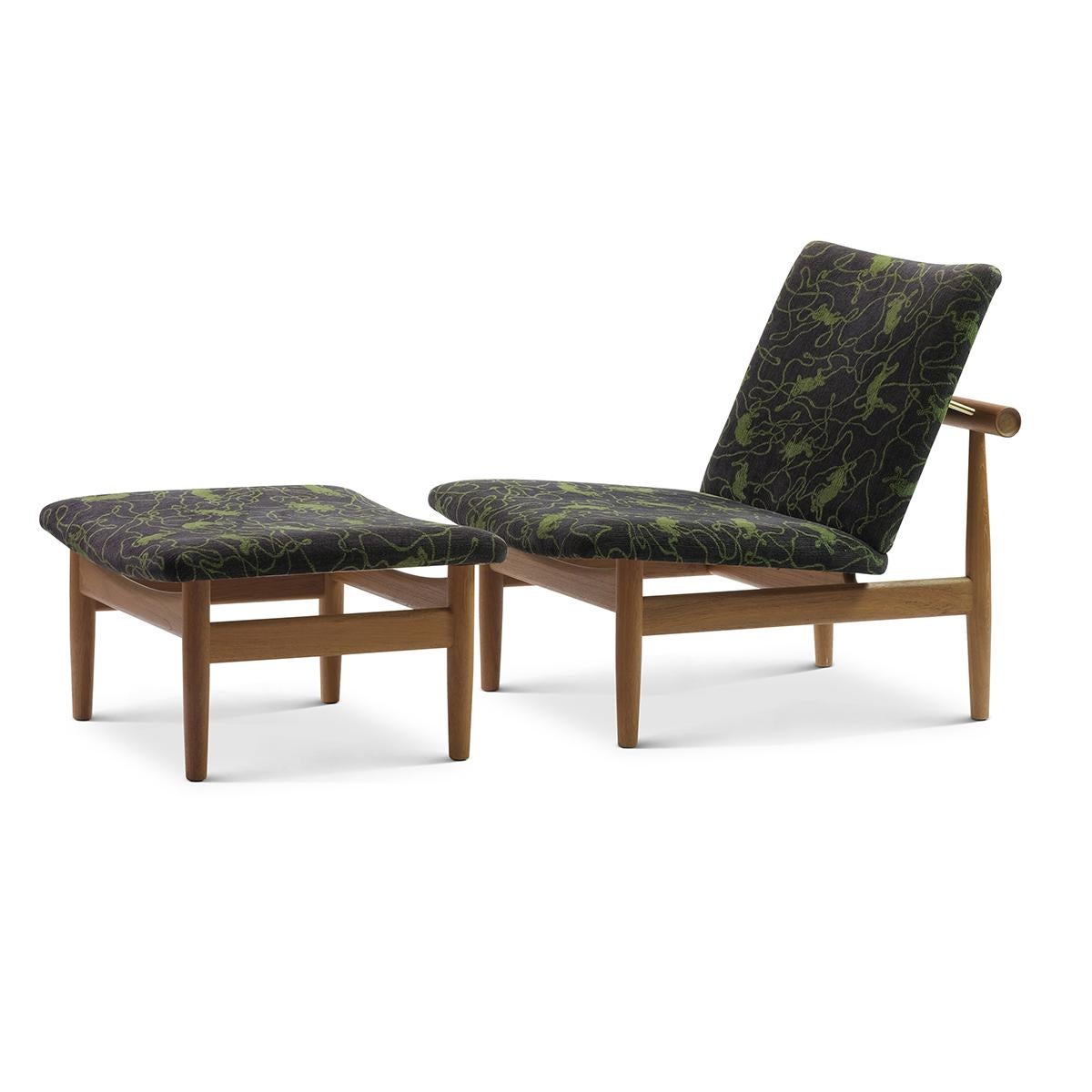 Chair and footstool designed by Finn Juhl in 1957, relaunched in 2007.
Manufactured by House of Finn Juhl in Denmark.

Finn Juhl’s partnership with the furniture manufacturer France & Son gave birth to a series of furniture well-suited for