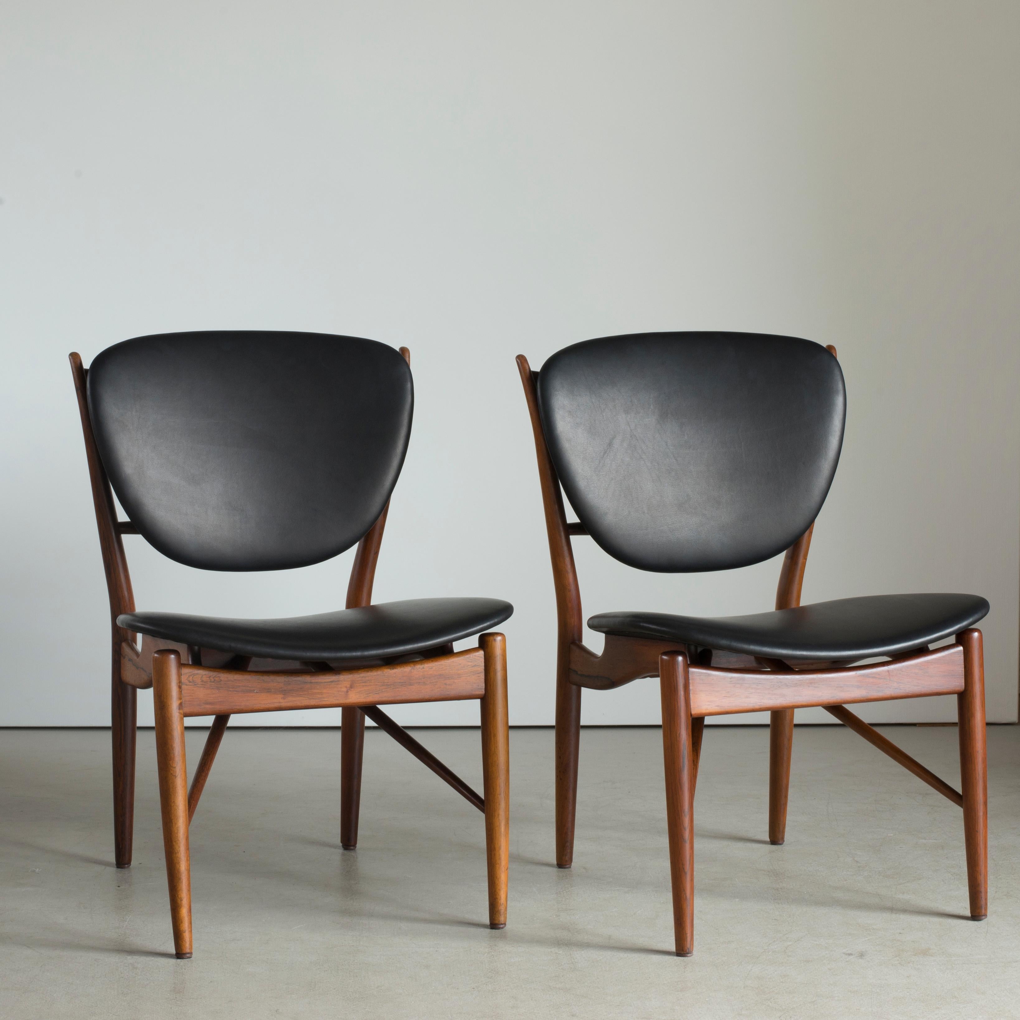 Finn Juhl Set of Six Chairs for Niels Vodder In Good Condition In Copenhagen, DK