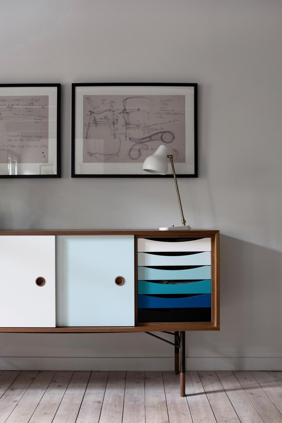 Finn Juhl Sideboard in Wood and Cold Colors Whit Unit Tray 5