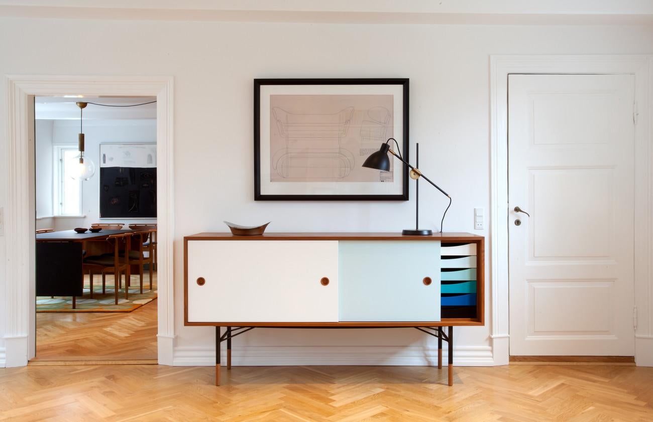 Finn Juhl Sideboard in Wood and Cold Colors Whit Unit Tray 1