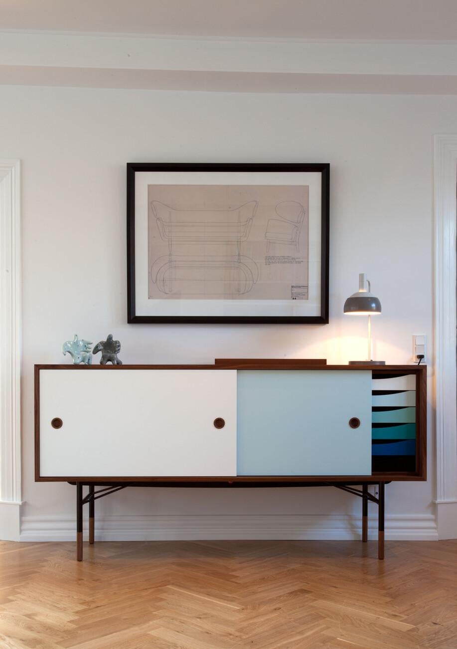 Finn Juhl Sideboard in Wood and Cold Colors Whit Unit Tray 2
