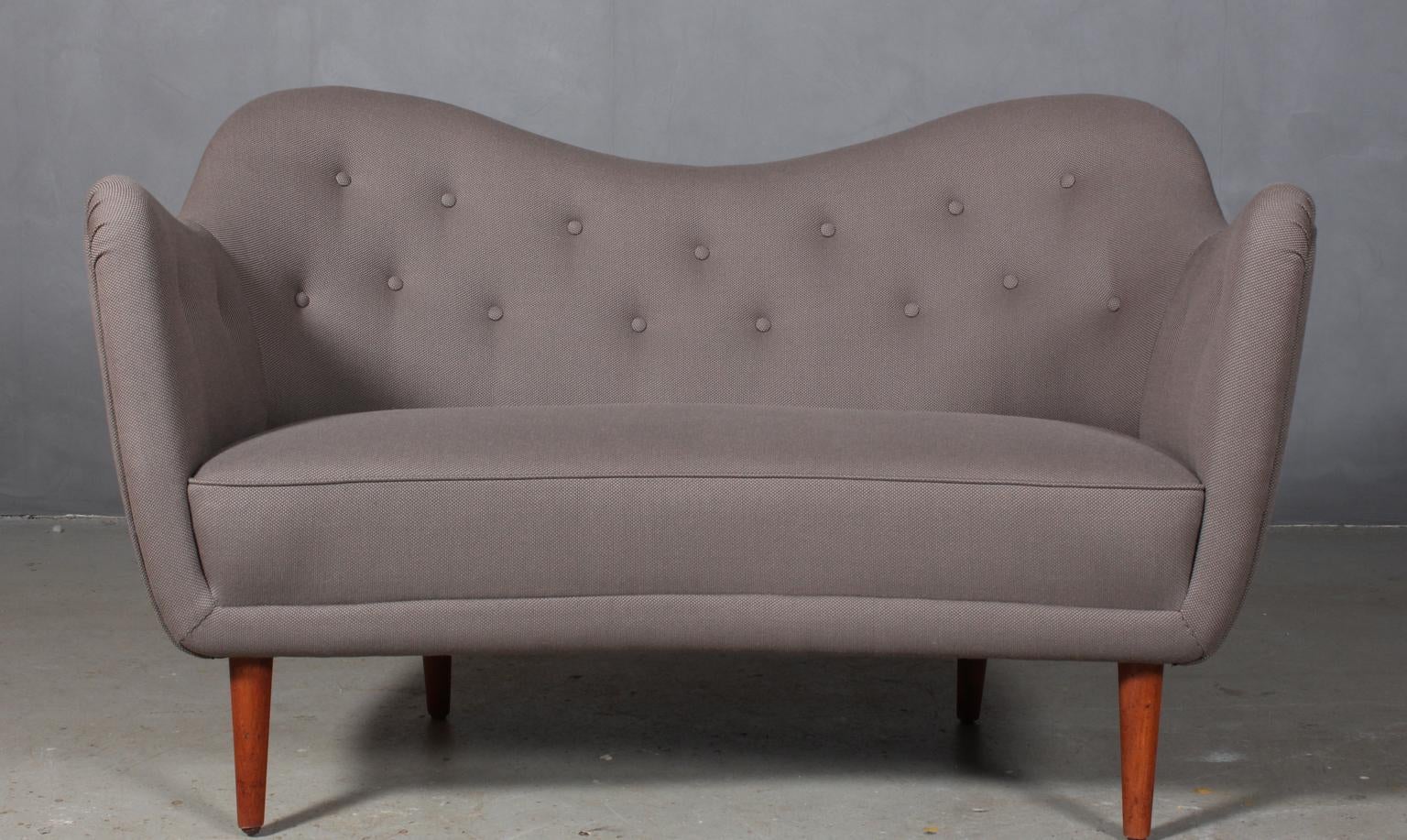 Rare sofa model BO55 designed by Finn Juhl. Produced by Bovirke in Denmark.

Legs of teak, upholstery of Hallingdal by Kvadrat.
 