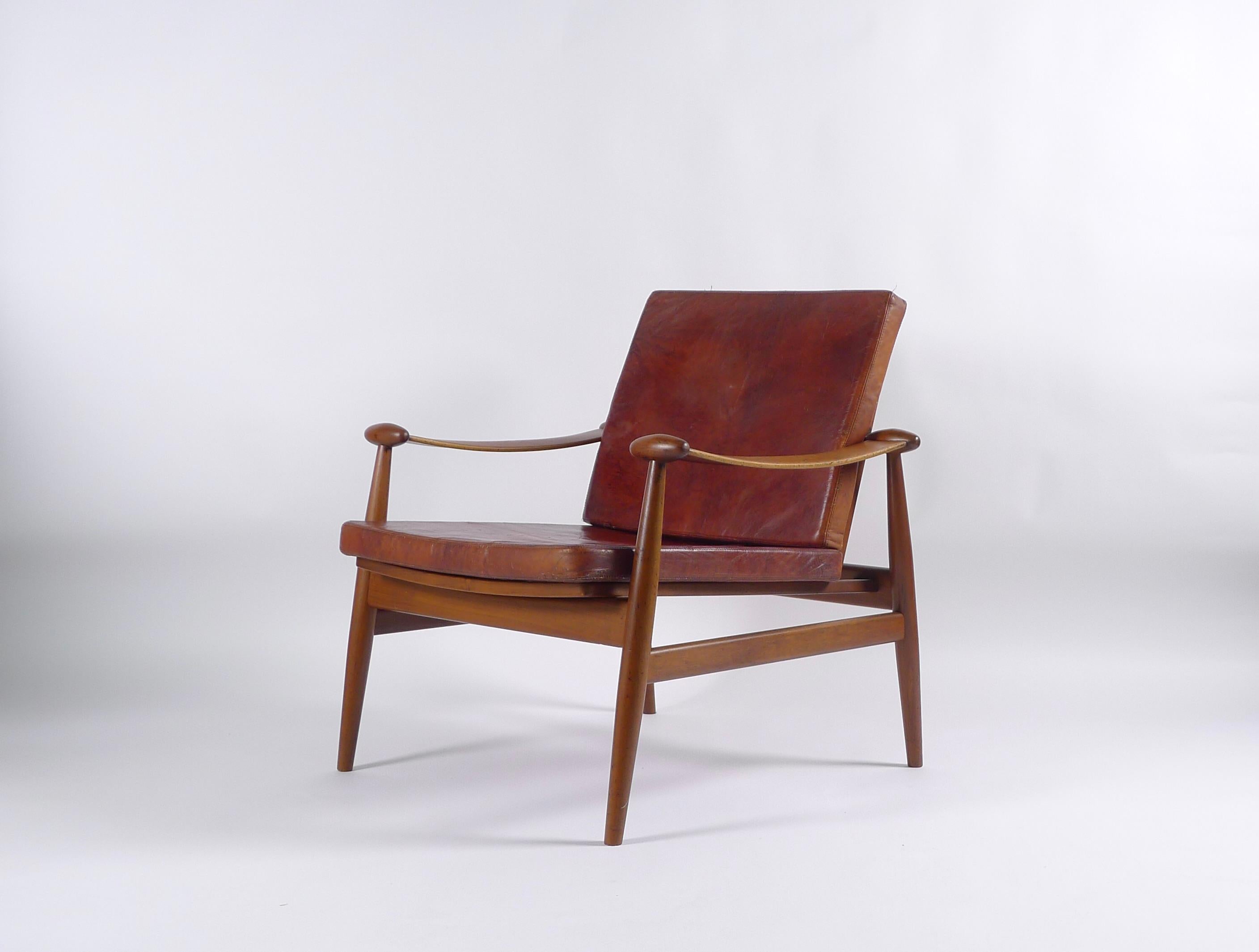 Leather Finn Juhl Spade Chair, Model Fd133, 1950s, Produced by France & Son, with Label