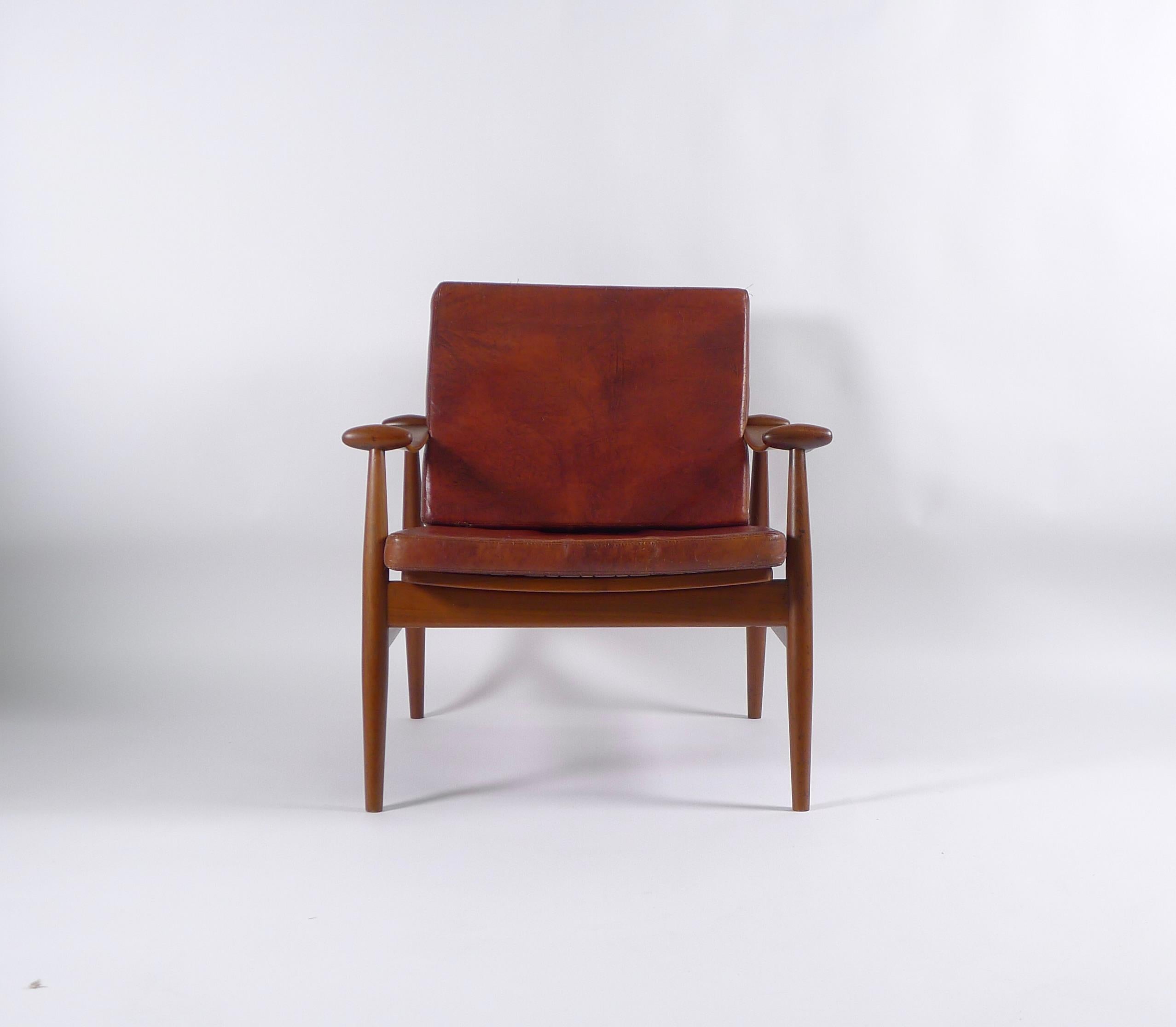 Leather Finn Juhl Spade Chair, Model Fd133, 1950s, Produced by France & Son, with Label