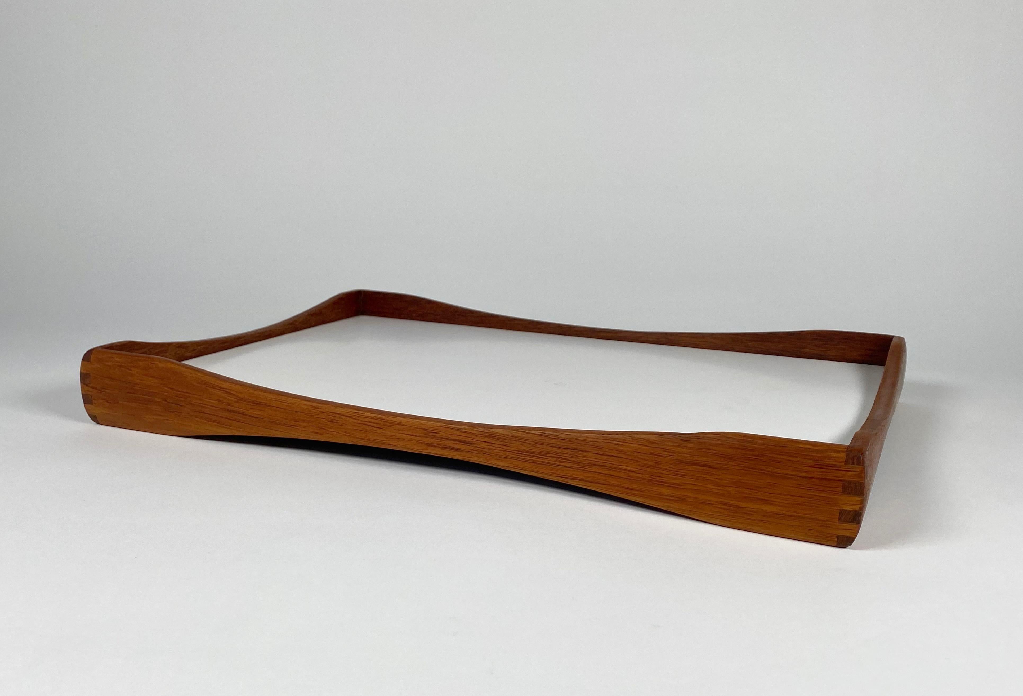 Hand-Crafted Finn Juhl Style Double Sided Tray in Teak & Laminate
