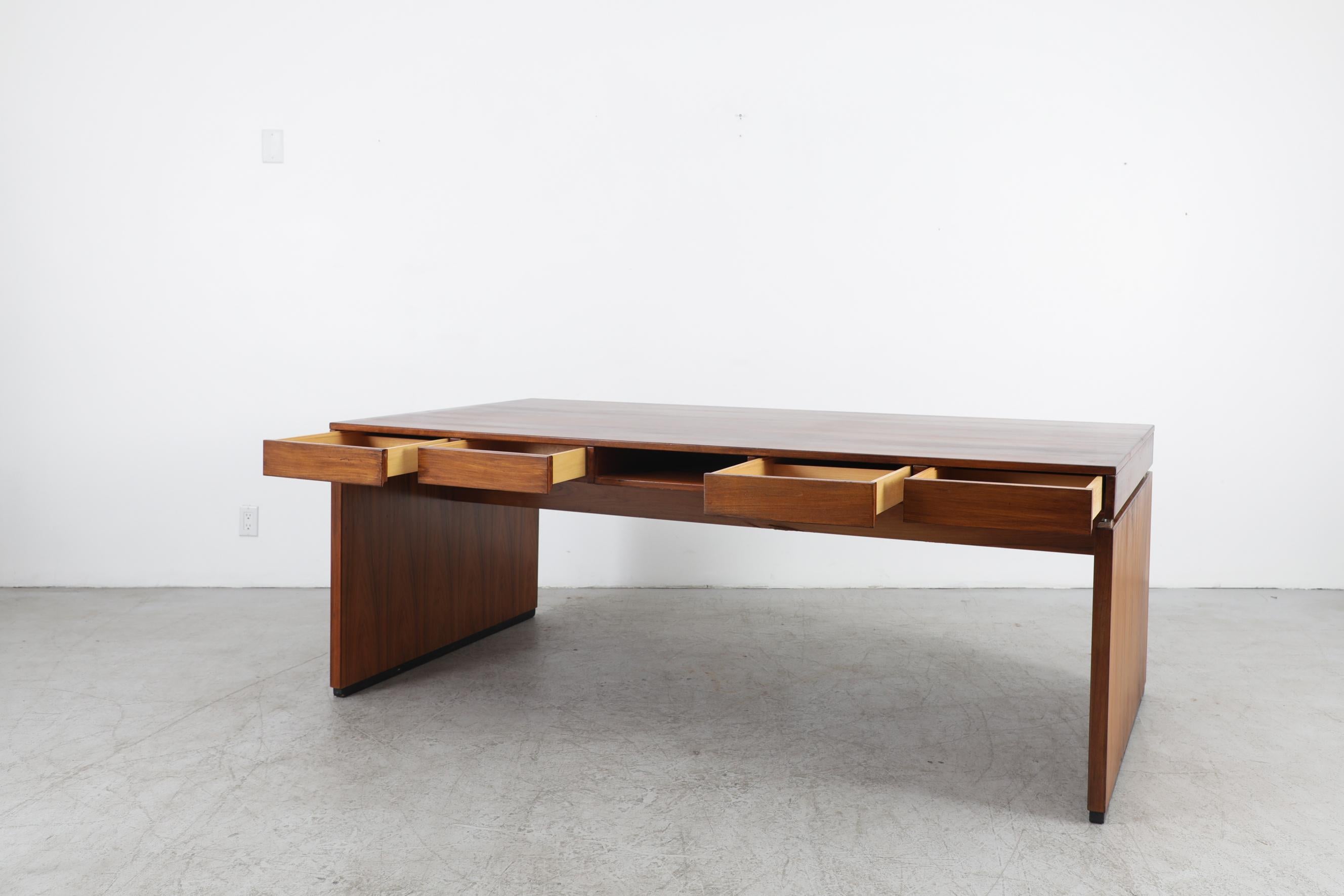 Finn Juhl Style Rosewood Executive Desk In Good Condition In Los Angeles, CA
