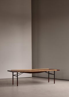 Finn Juhl Table Bench Model BO-101 in Teak, Brass & Gun Metal, Bovirke, 1953