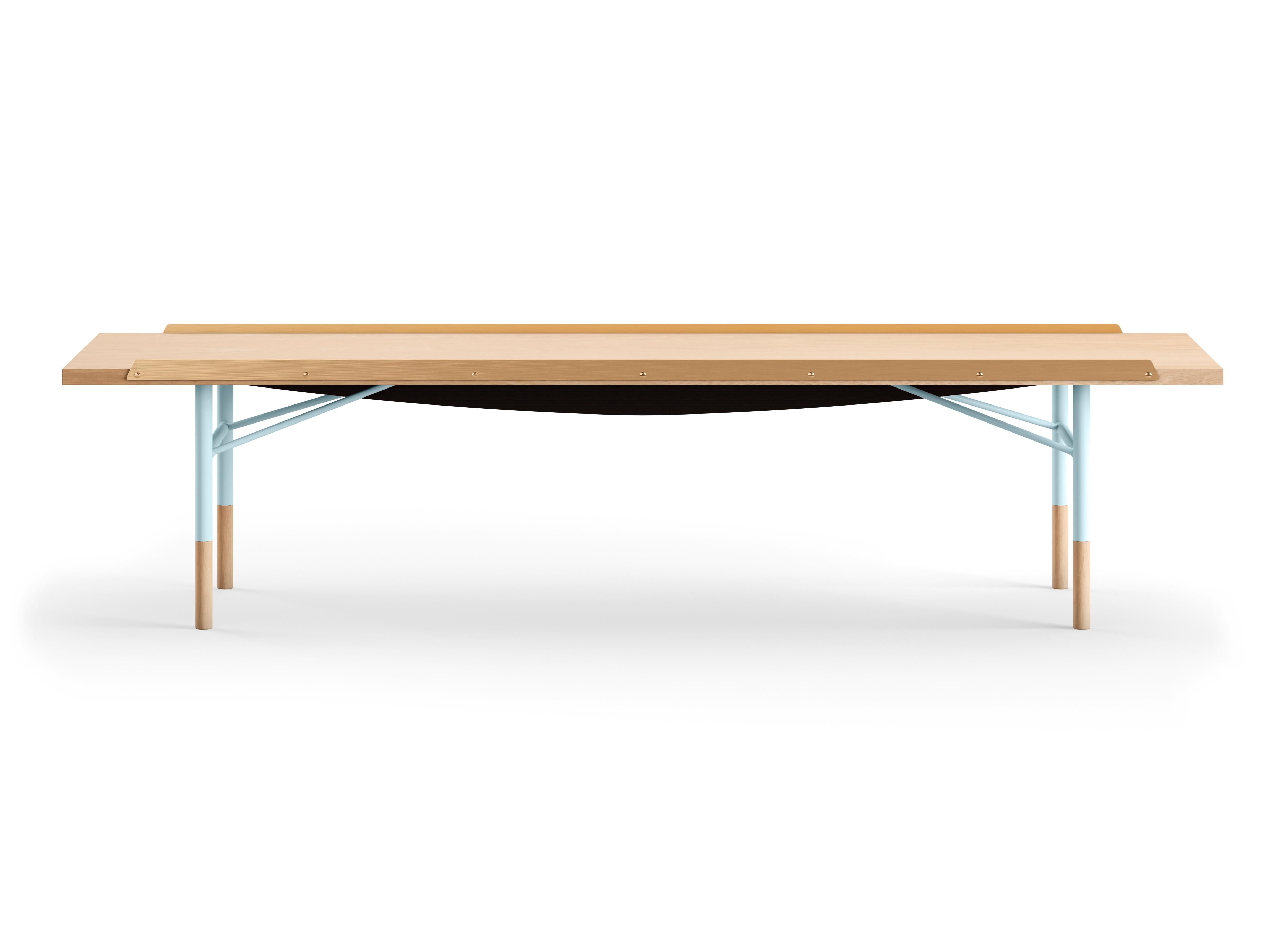 Table bench designed by Finn Juhl in 1953, relaunched in 2012.
Manufactured by House of Finn Juhl in Denmark.

Finn Juhl experienced an international breakthrough in the USA during the early 1950s. He subsequently designed a range of furniture