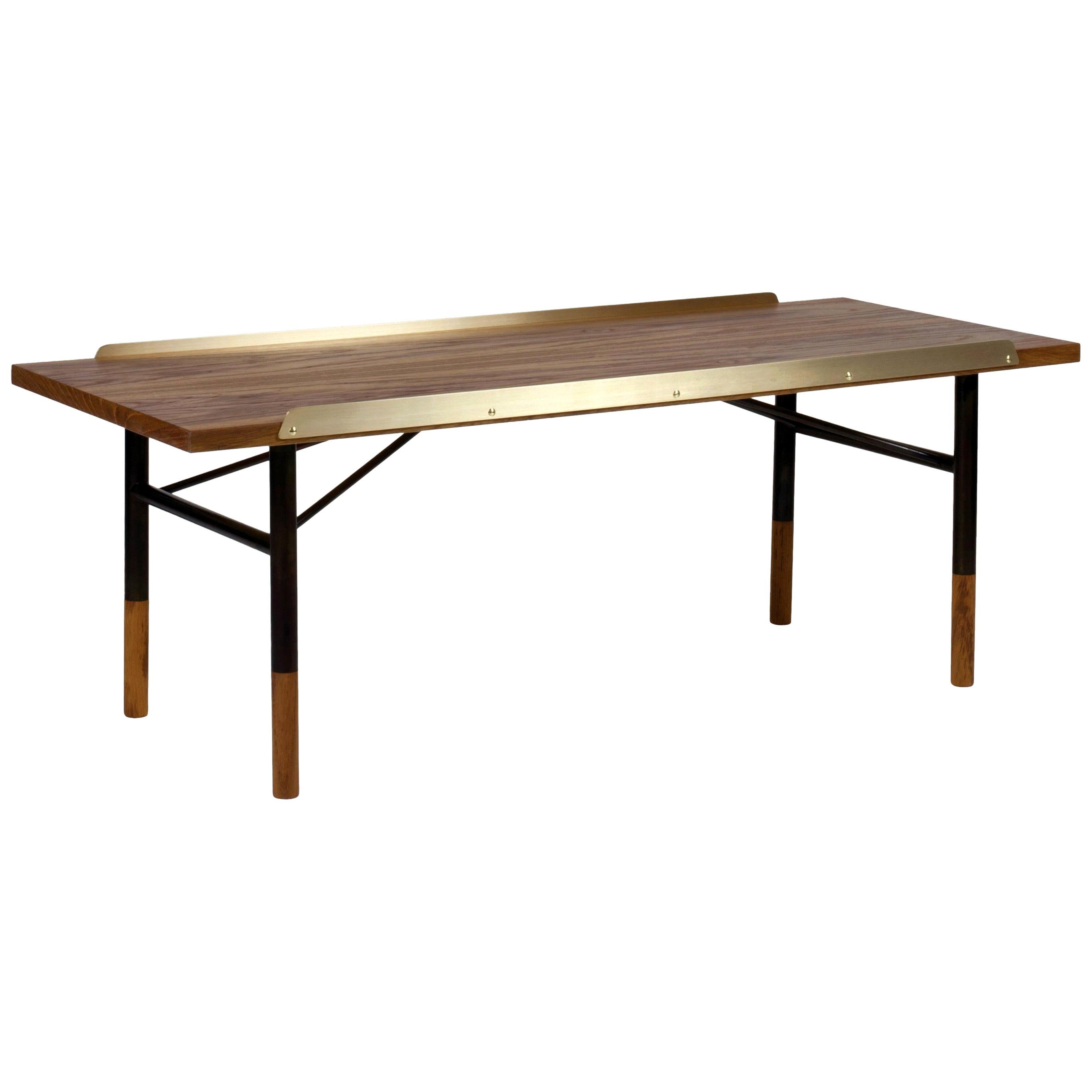 Modern Finn Juhl Table Bench Wood and Brass