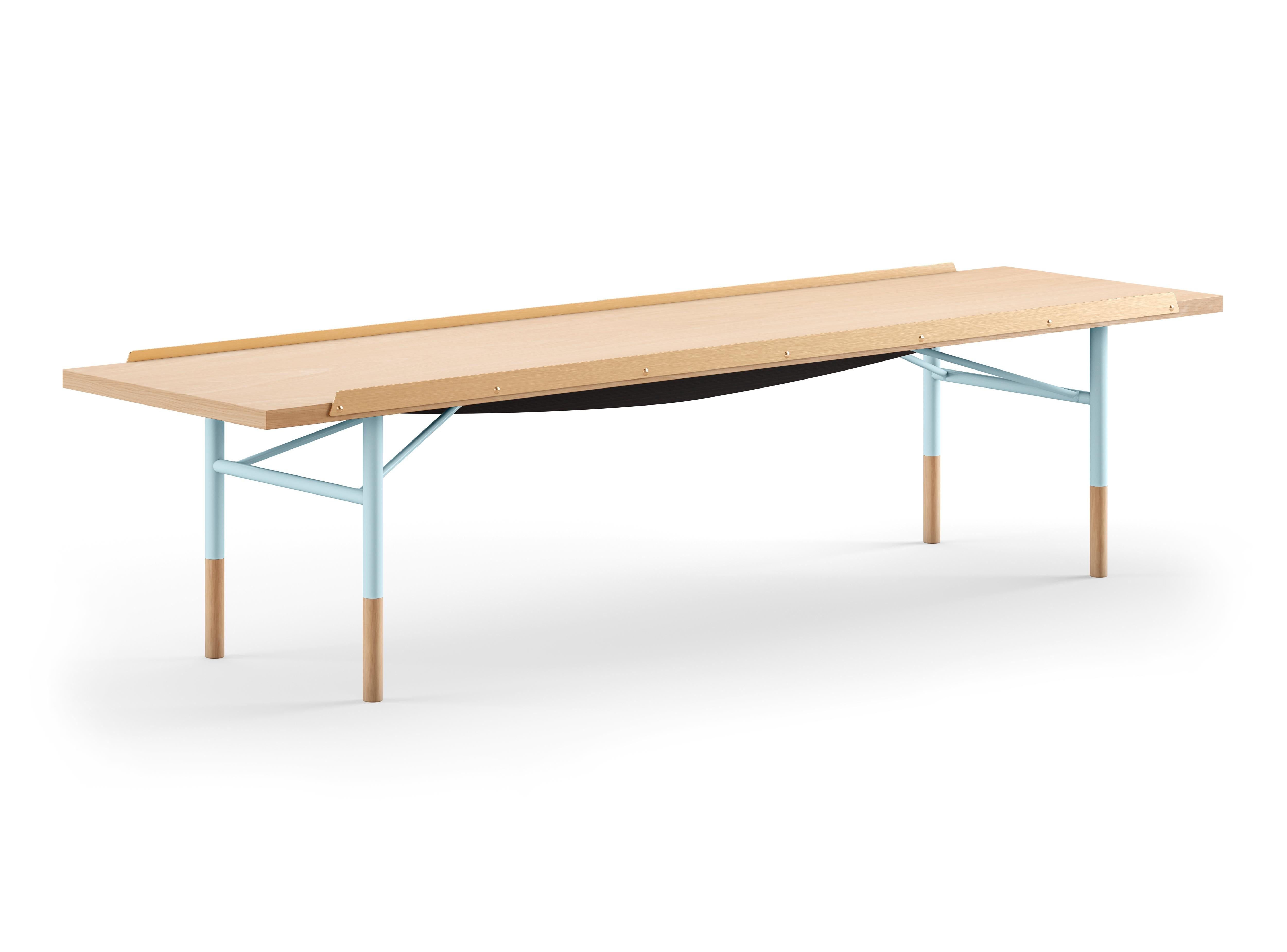 Modern Finn Juhl Table Bench, Wood and Brass