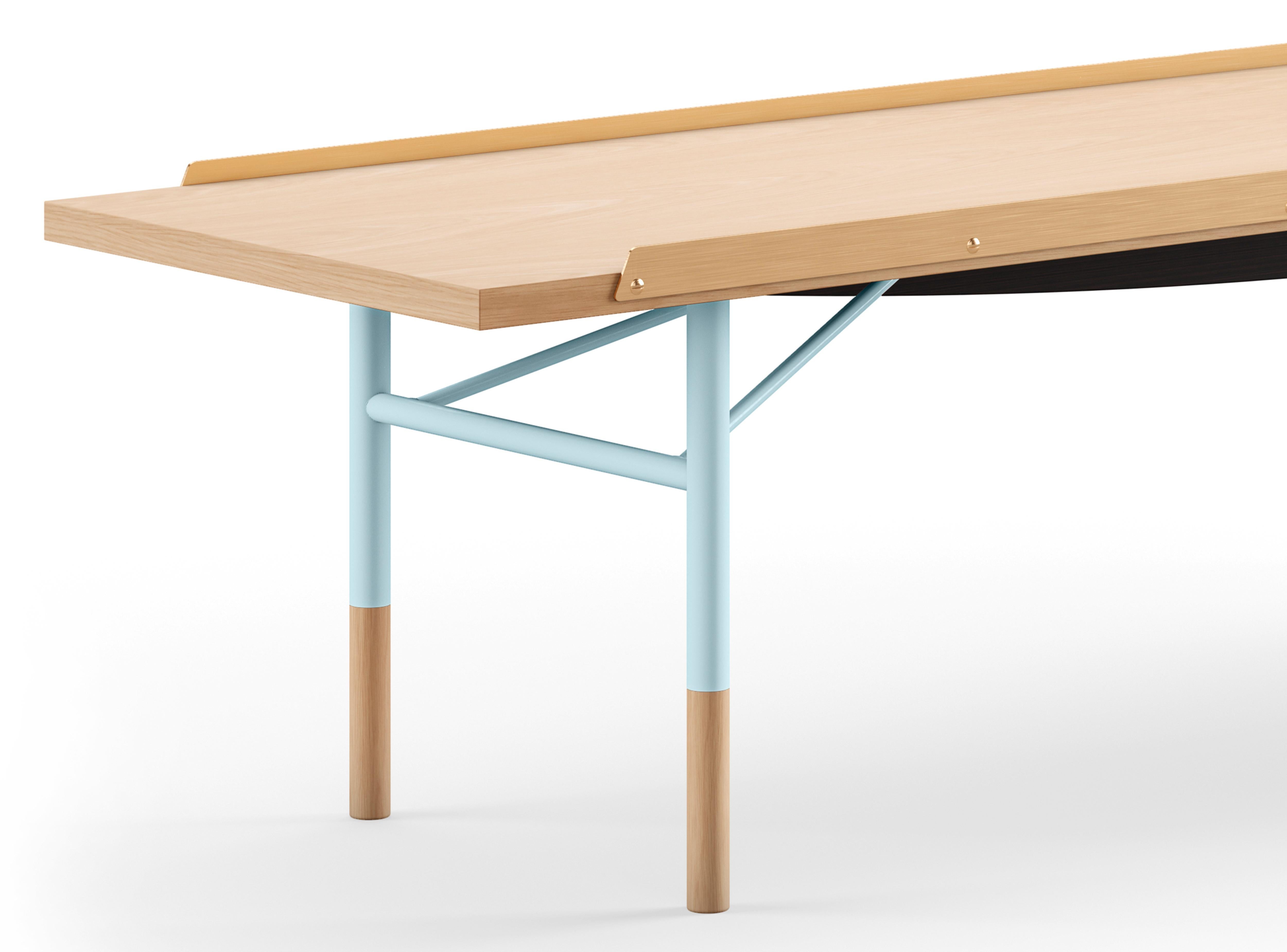 Danish Finn Juhl Table Bench, Wood and Brass