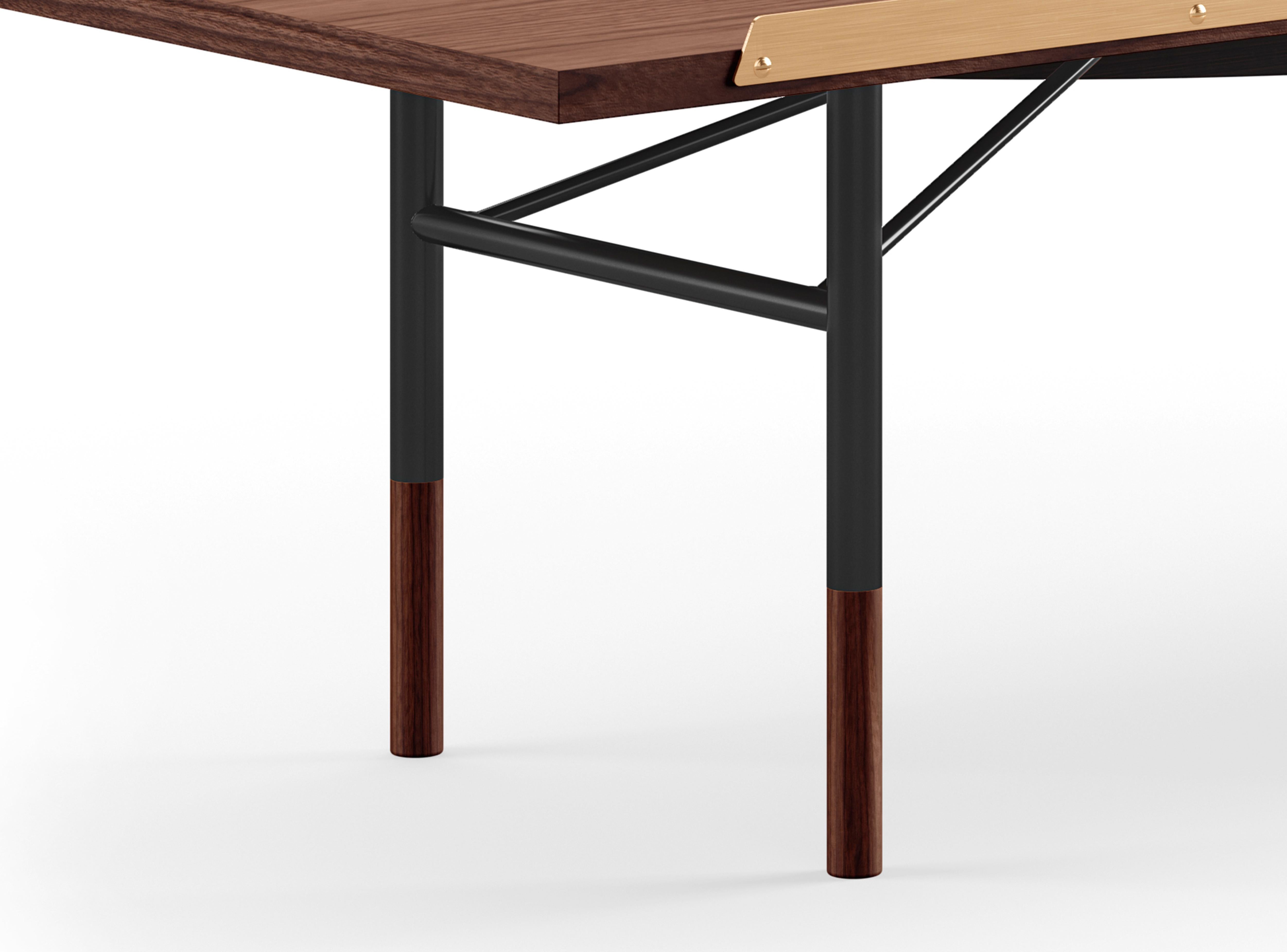 Finn Juhl Table Bench, Wood and Brass In New Condition In Barcelona, Barcelona