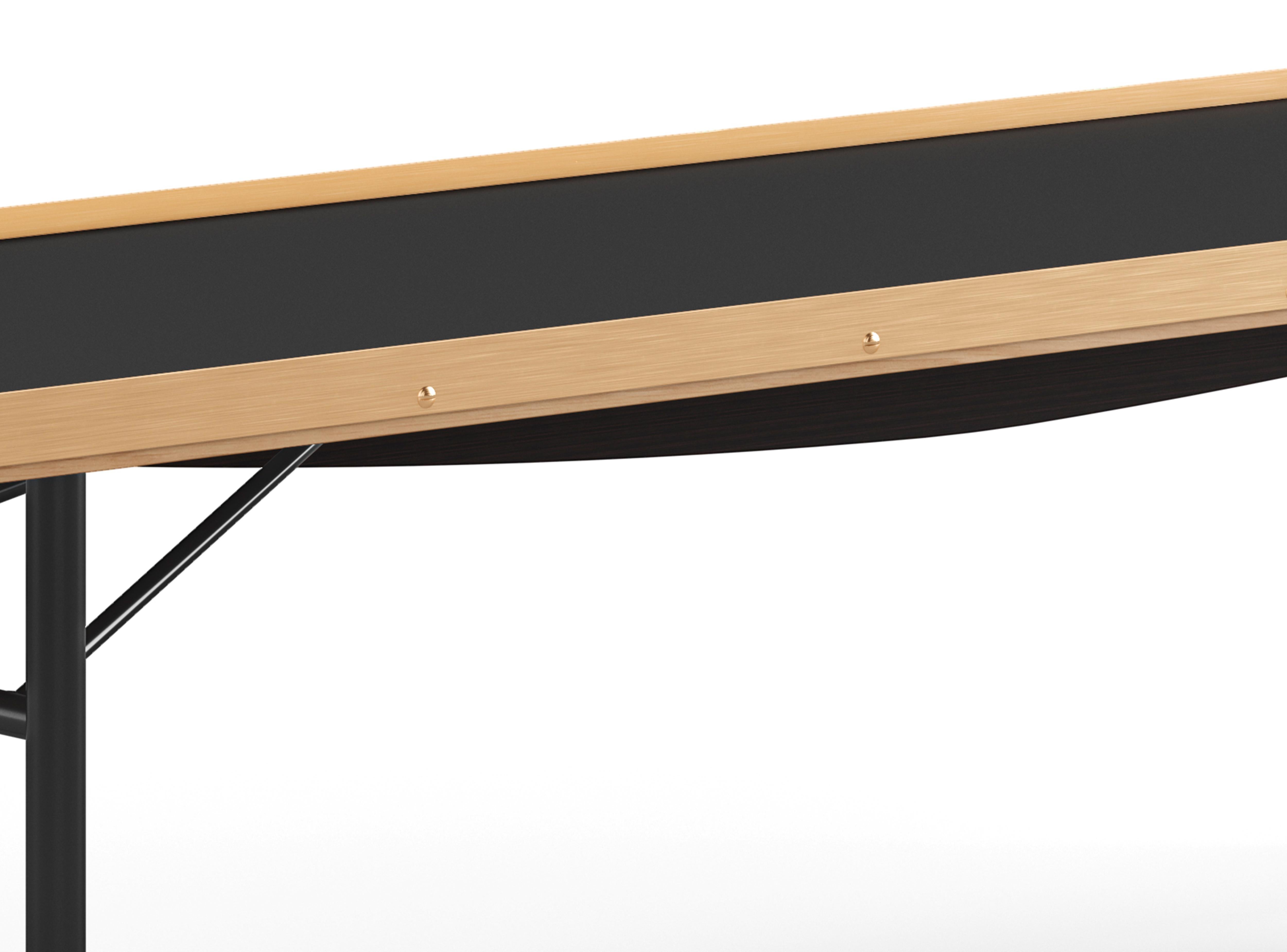 Contemporary Finn Juhl Table Bench, Wood and Brass